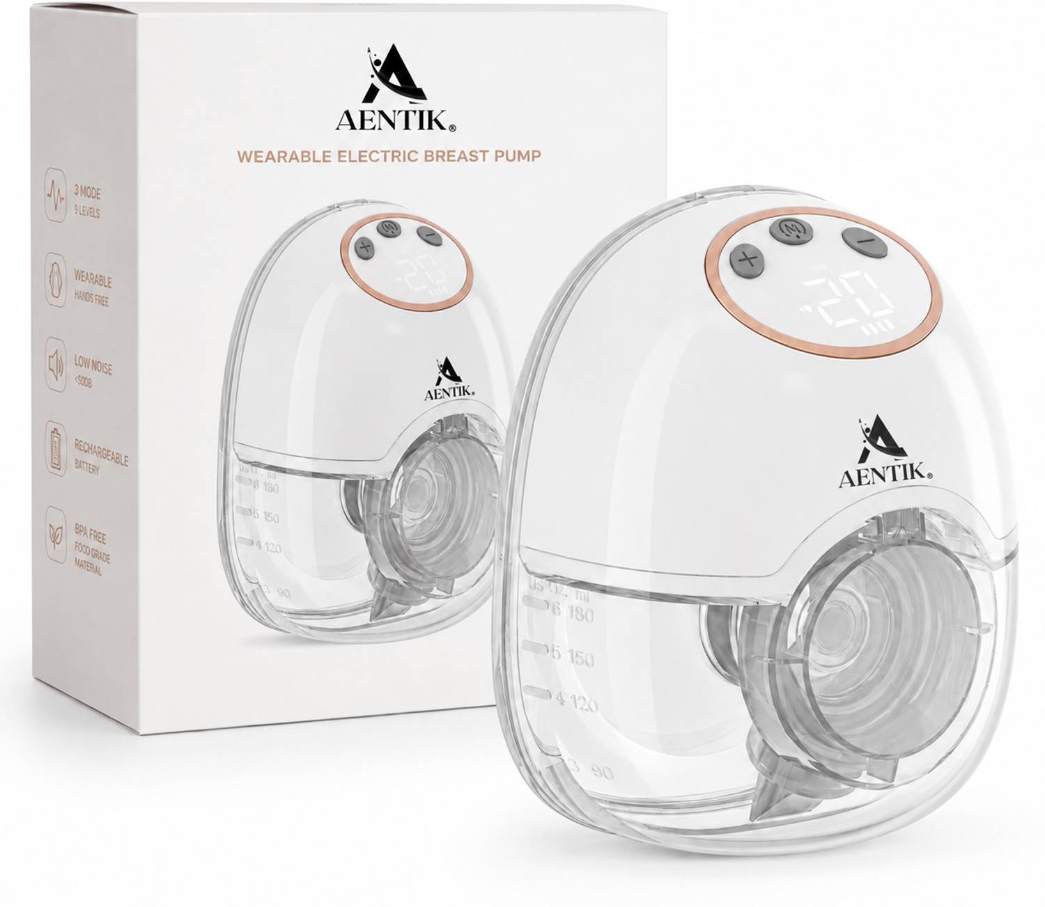 AENTIK Round Breast Pump Electric Hnads free  - Electric