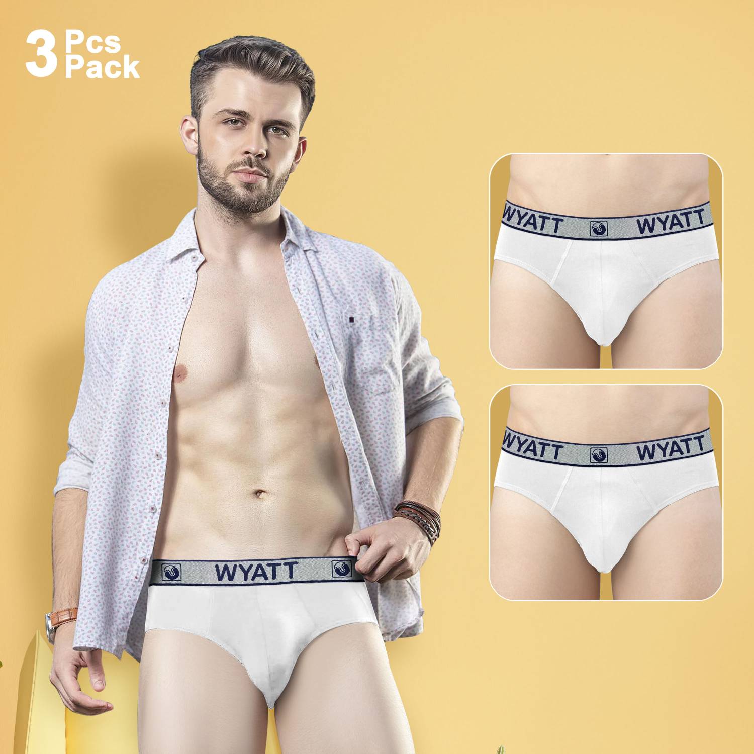 WYATT Pack of 3 Solid Men Brief