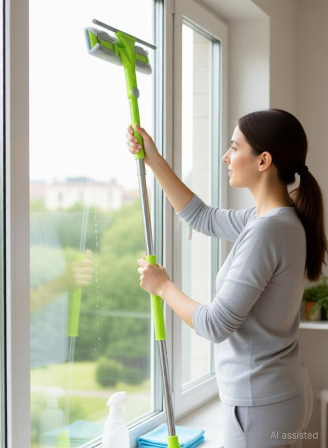 Image of TRK IMPEX Window Glass Cleaner for Solar Panel Window Cleaner Cleaning Brush(Multicolor) Sponge Wet and Dry Broom