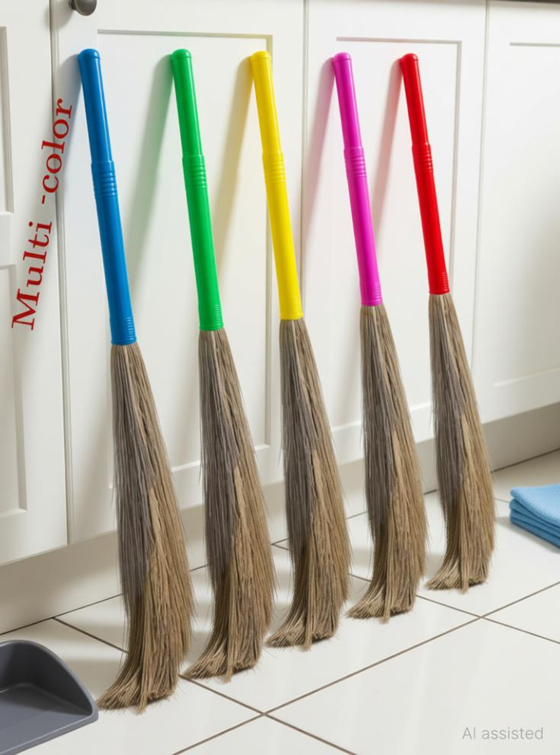 Image of TheKraftCart Floor Broom with Soft No Dust Grass with Plastic Handle Phool Jhadu for Home Grass Dry Broom