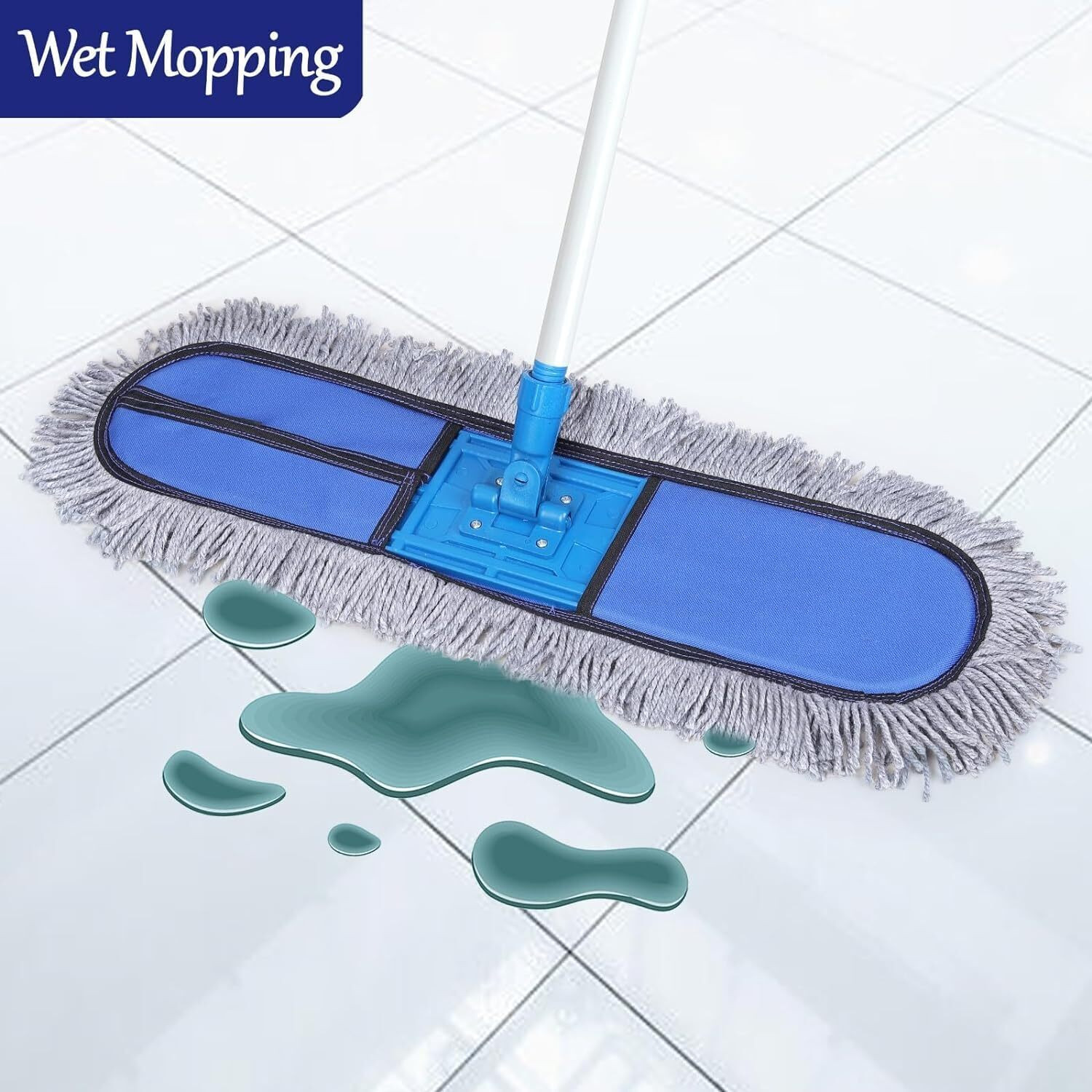 Image of Livronic 18 Inch Wet & Dry Cotton Floor Mop with Adjustable Handle for Home, Office Wet & Dry Mop