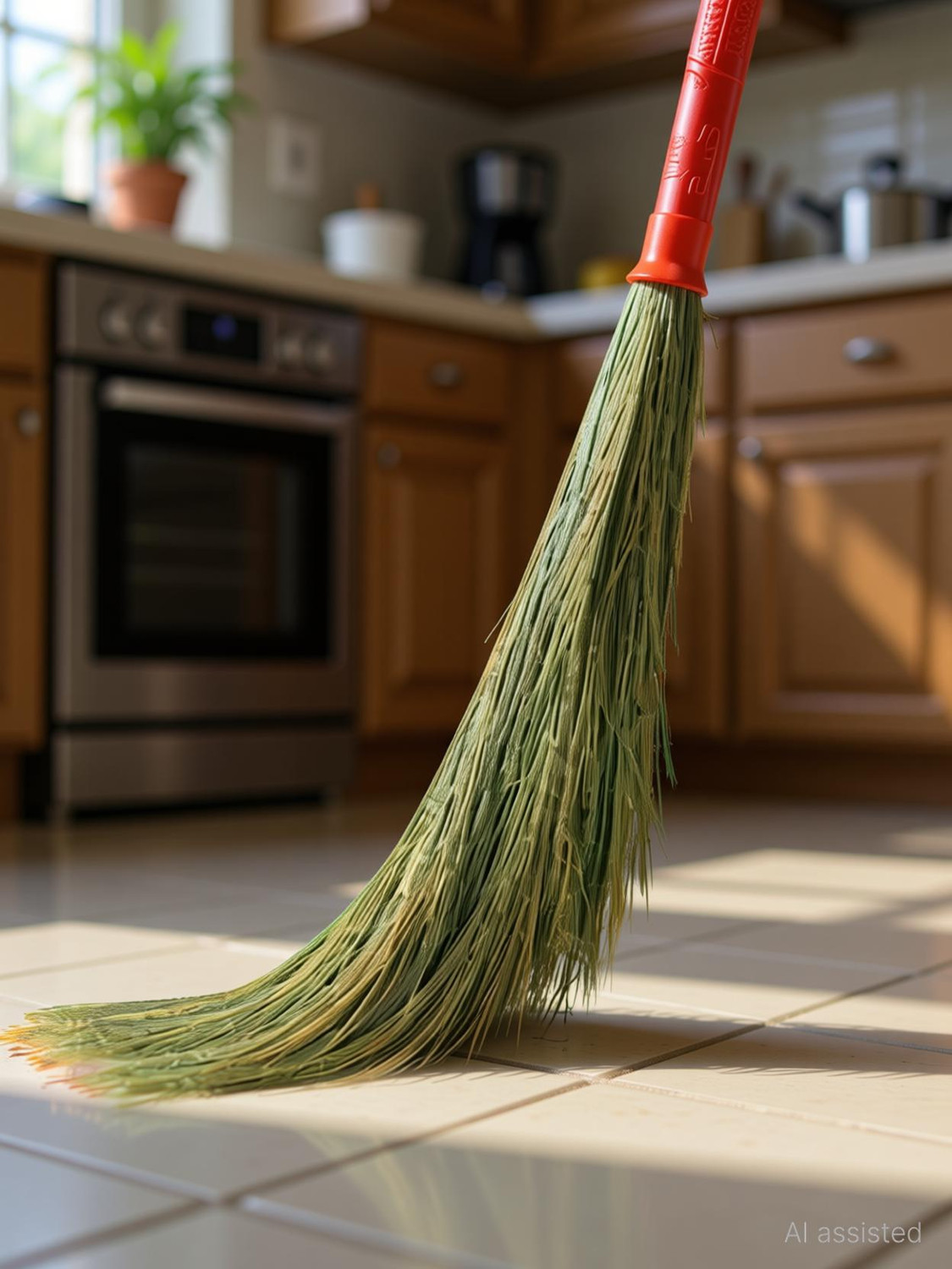 Image of kiran Floor Broom with Soft No Dust Grass with Plastic Handle Phool Jhadu for Home Grass Dry Broom