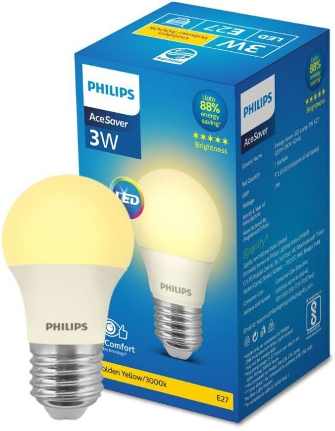 Image of PHILIPS 3 W Basic Round E27 LED Bulb