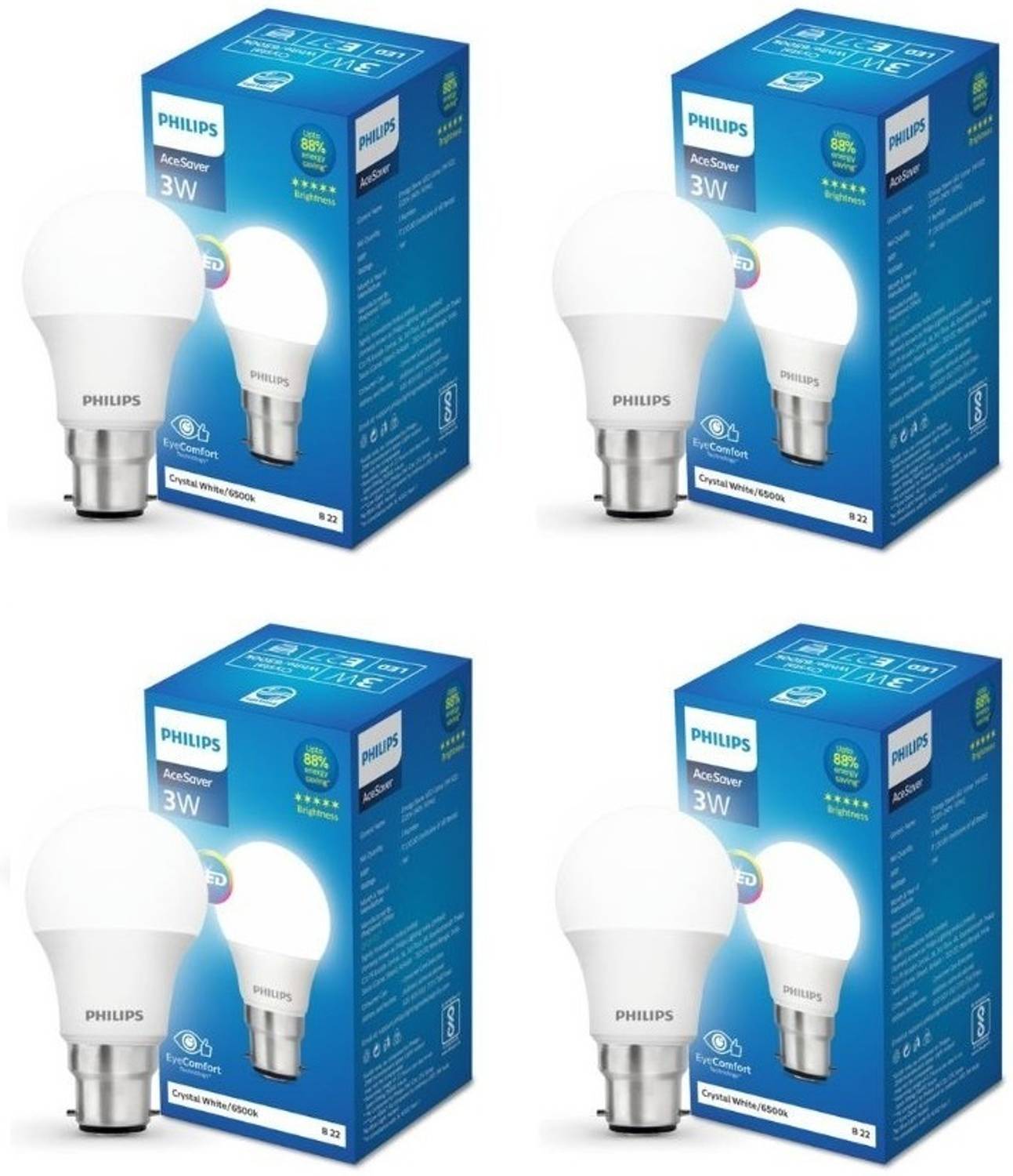 PHILIPS 3 W Basic Round B22 LED Bulb