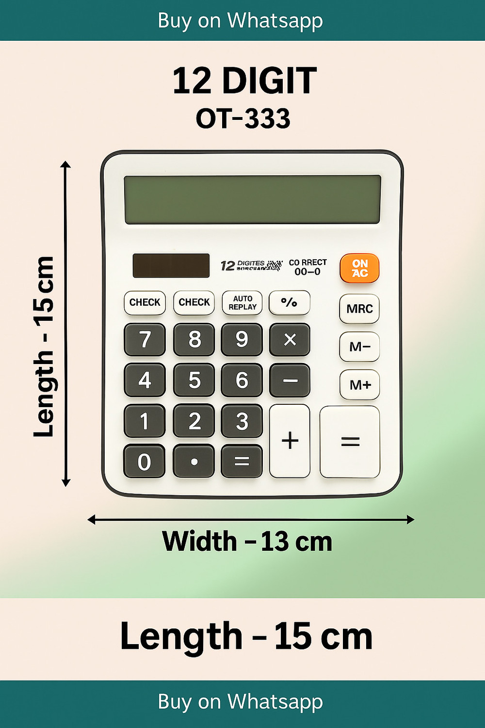 Image of Villy 12 Digit Check & Correct Desktop Calculator Basic Calculator (12 Digit)