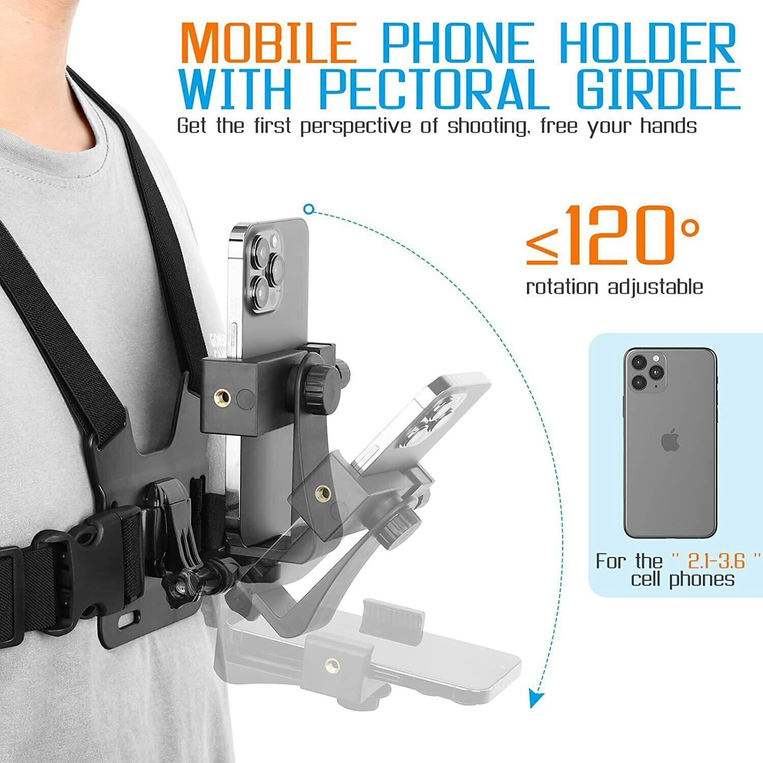 Image of Vinayakam Mobile Phone Chest Mount Strap Holder Helmet Mount for Action Camera DSLR Strap