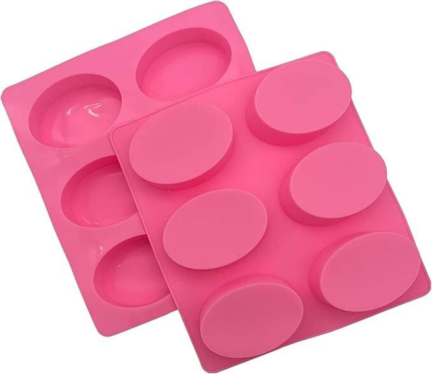 ADMONITION Silicone Cake Mould 6 Slots Oval shaped Silicone Mould For Soap and Candle making