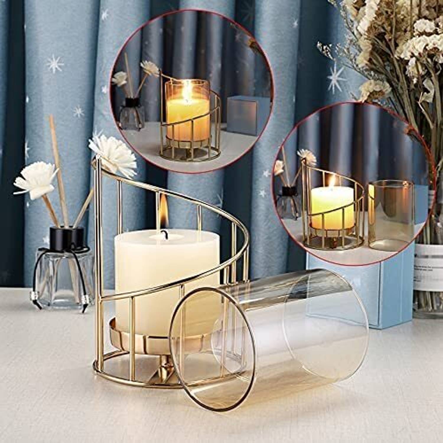 apardecor CandleHolderGold1 Iron, Glass 1 - Cup Tealight Holder (Gold, Copper, Pack of 1) Iron, Glass 1 - Cup Candle Holder
