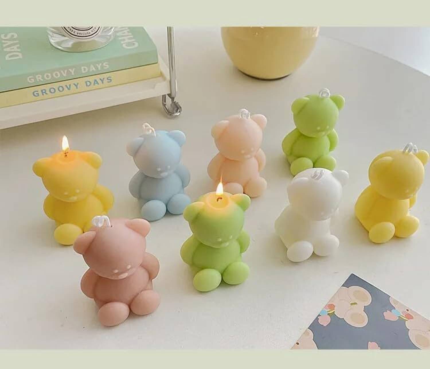 Aile Craft Scented Teddy Bear Candles, Handmade Mini Bear Candle, Decorated Soy Wax Candles Candle