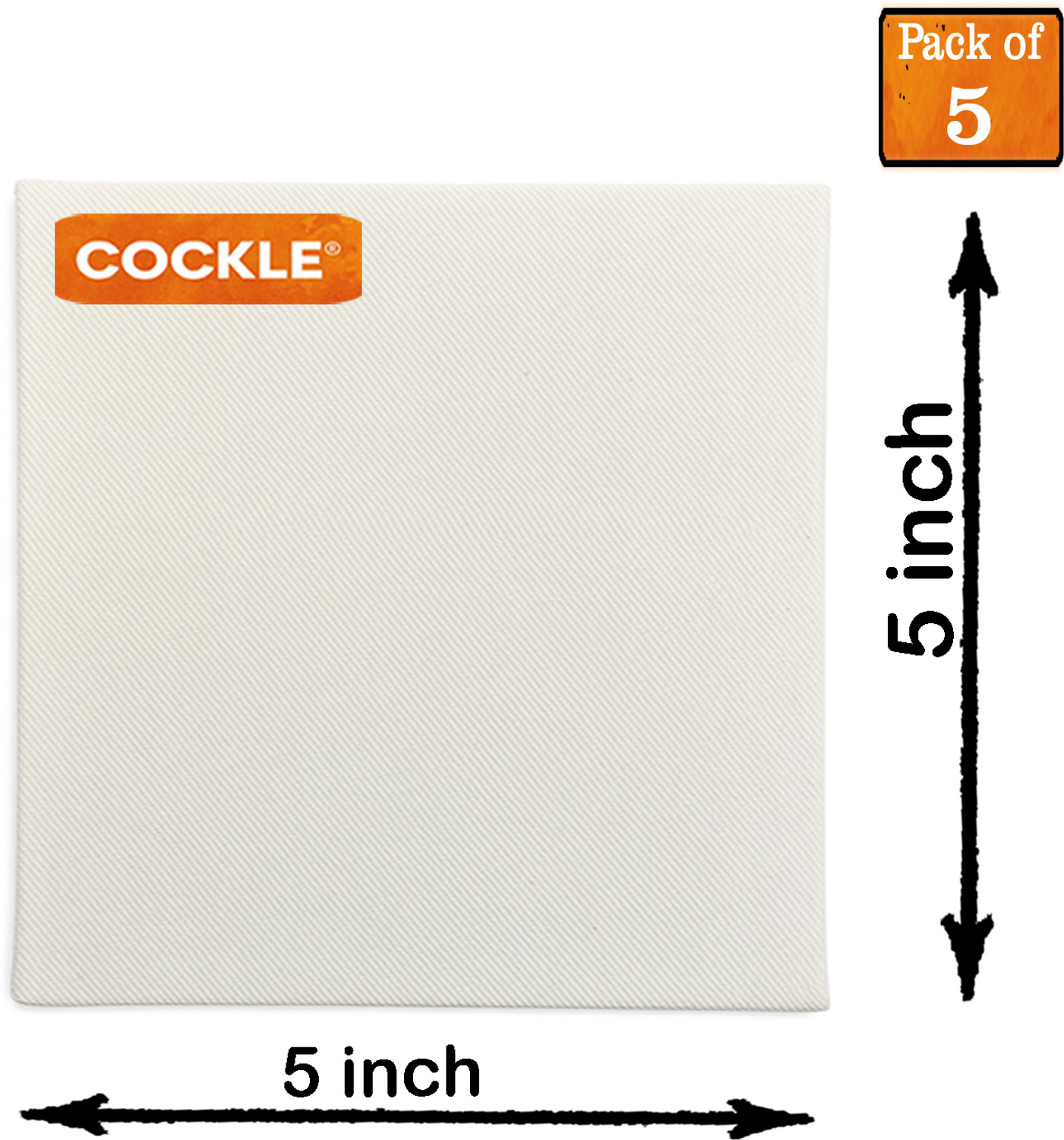 Image of Cockle Canvas Board for Painting 5x5 Inch Pack of 5 Cotton Fine Grain Board Canvas (Set of 5)