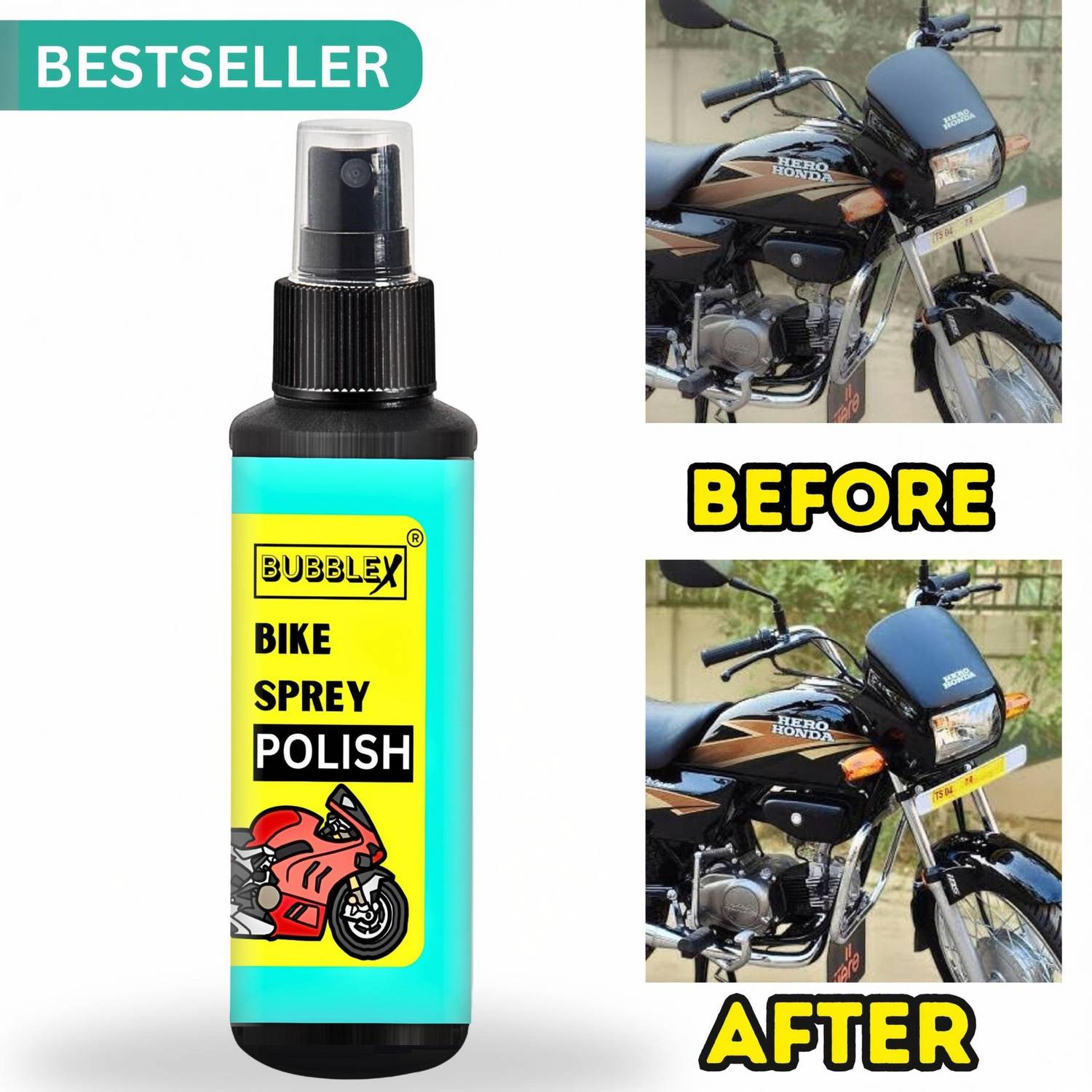 BUBBLEX Liquid Car Polish for Dashboard, Leather, Tyres, Metal Parts