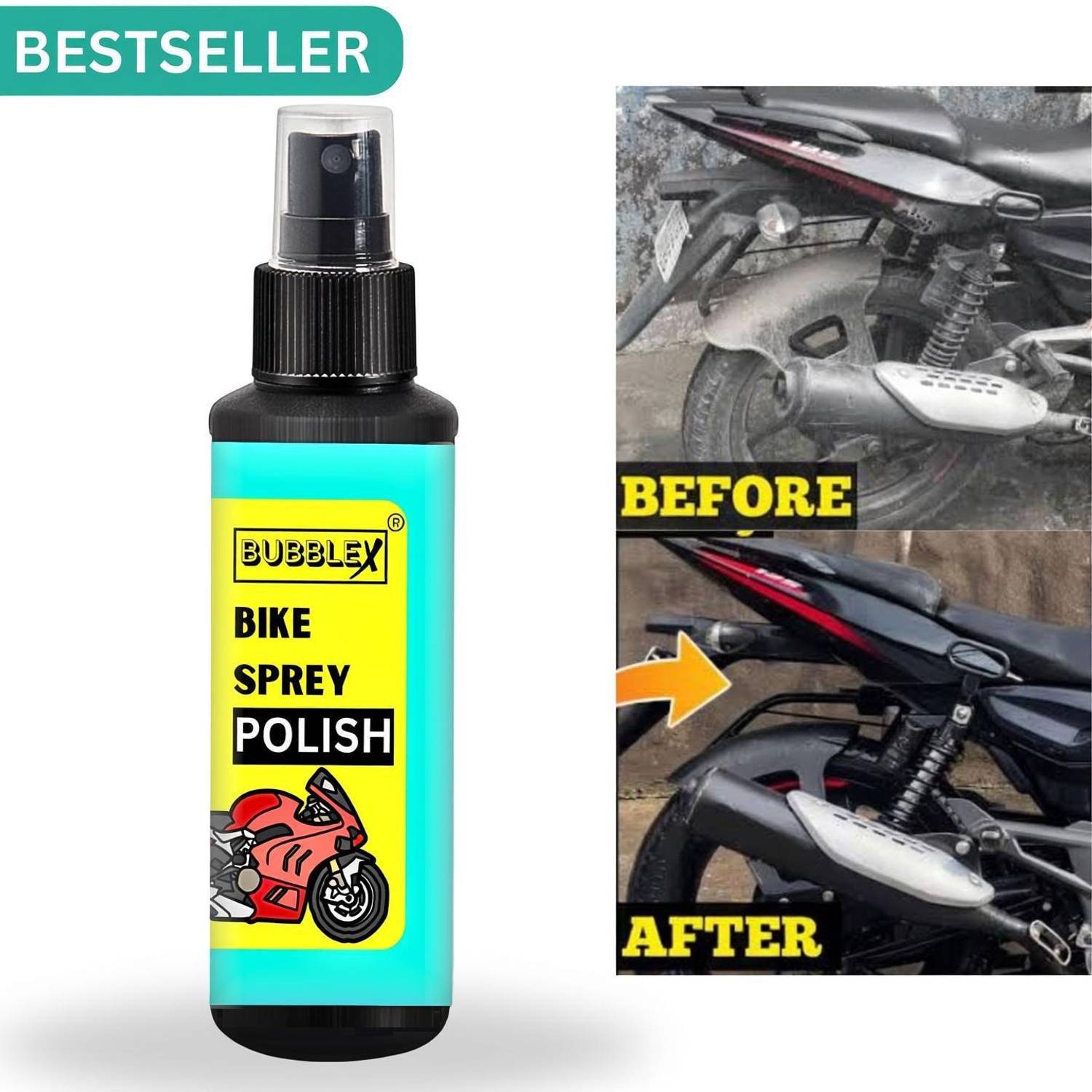BUBBLEX Liquid Car Polish for Dashboard, Exterior, Leather, Metal Parts, Tyres, Headlight