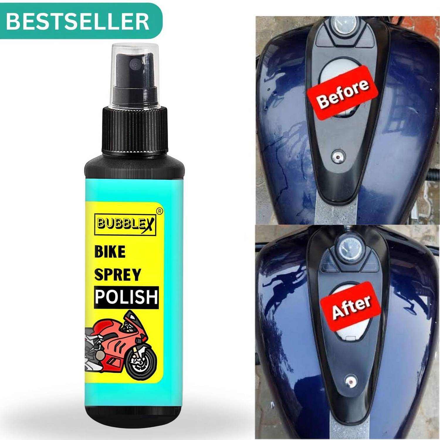 BUBBLEX Liquid Car Polish for Dashboard, Bumper, Chrome Accent, Exterior, Leather