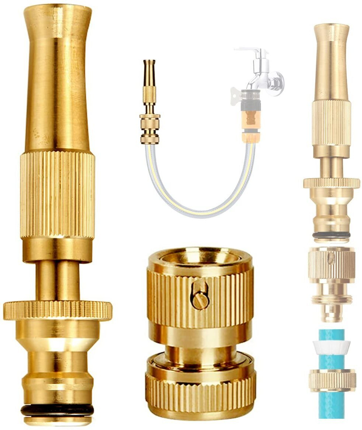 Image of Varsha Brass Water Spray Gun Nozzle - High Pressure Water Gun Nozzle Spray Gun