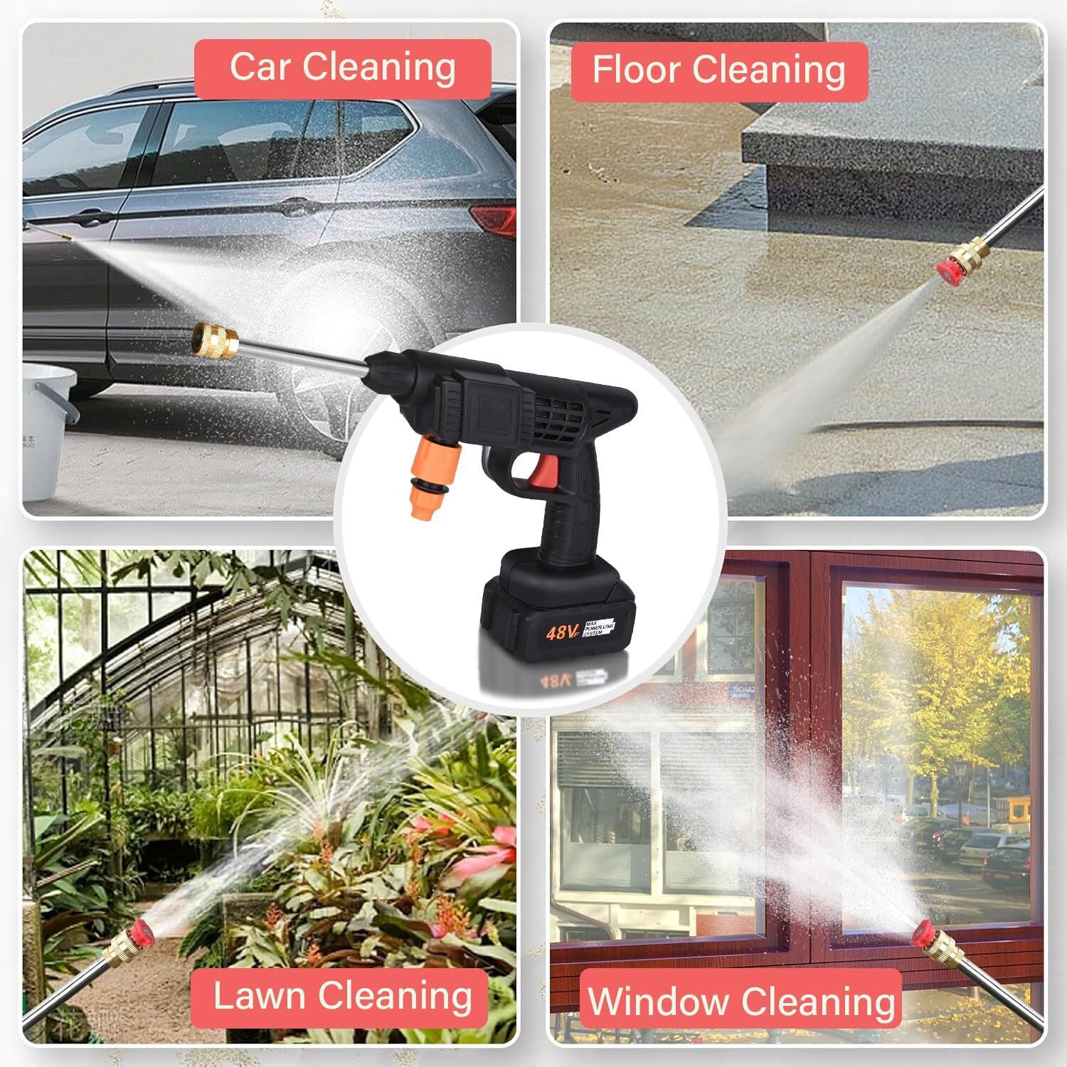 Image of RainRider Cordless 48V 2 Battery High Power Gun with 5 different uses tips Pressure Washer