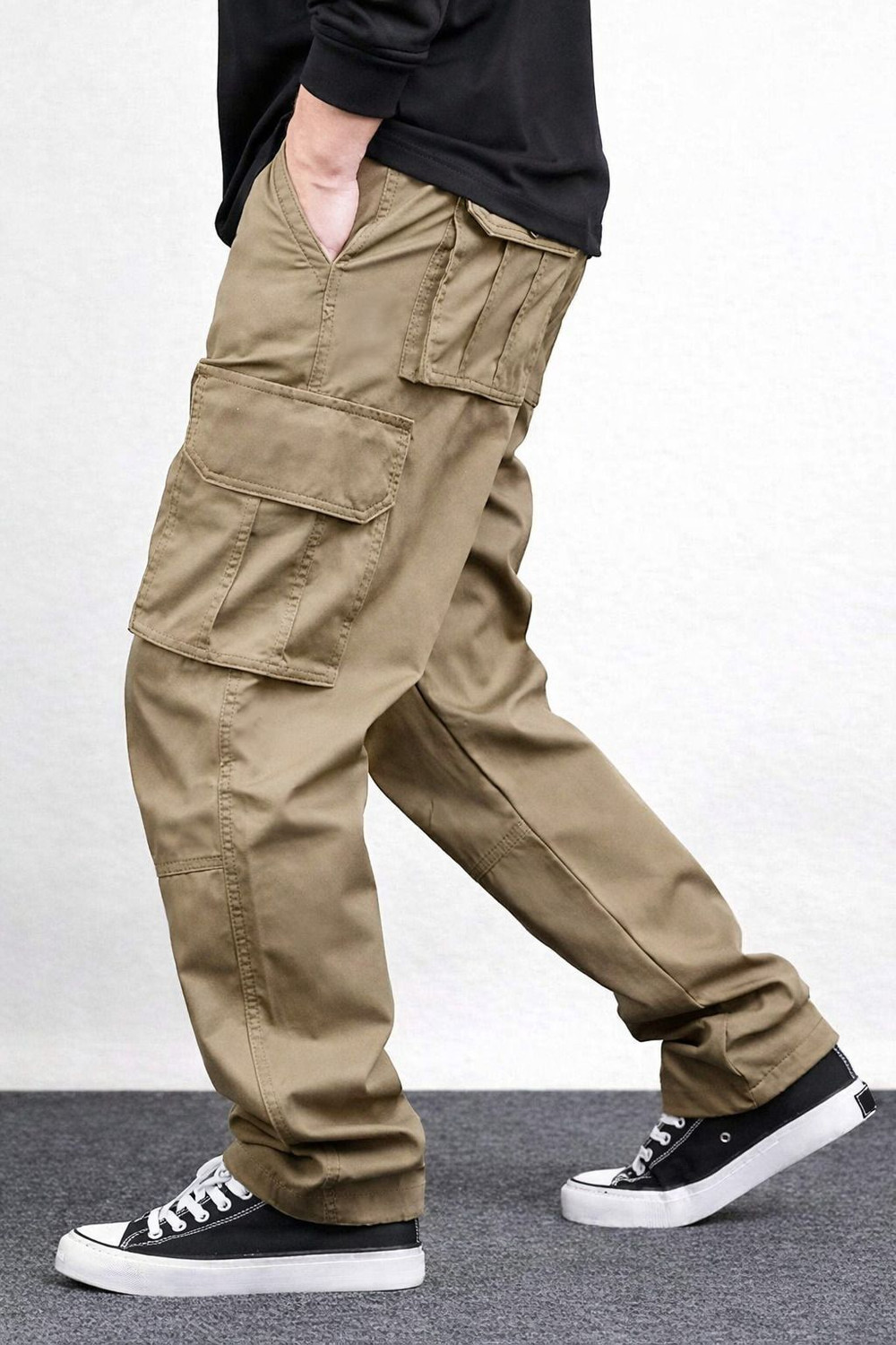 Image of COMBRAIDED Relaxed Men Khaki Trousers