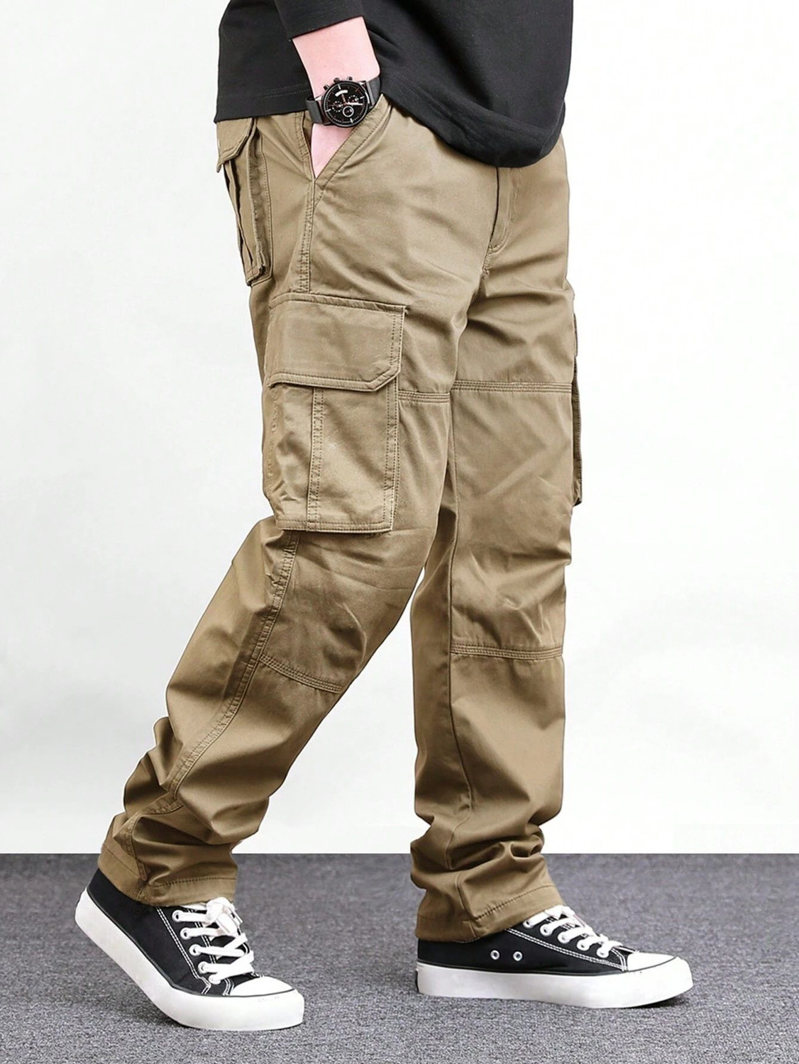 Image of COMBRAIDED Relaxed Men Khaki Trousers
