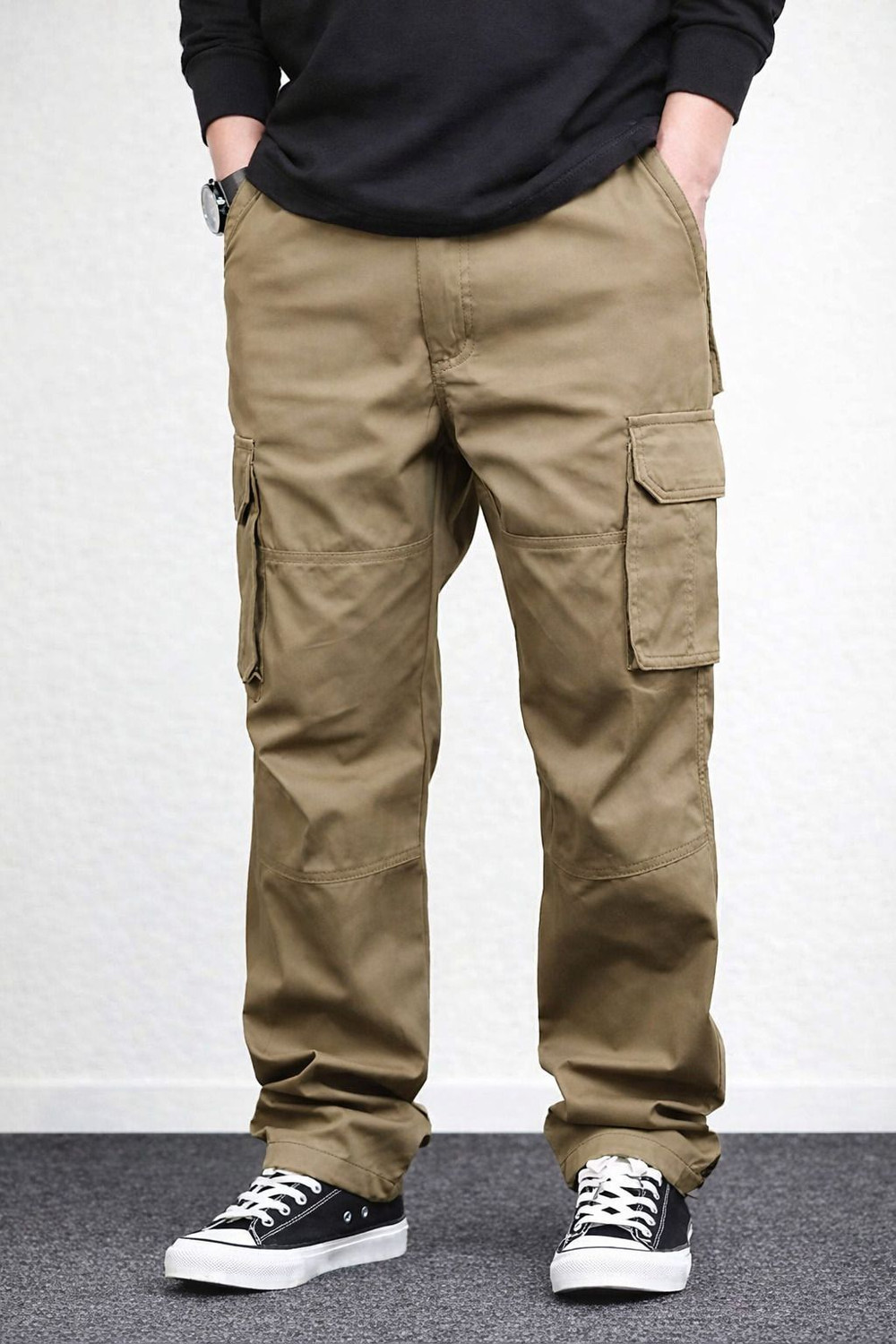 Image of COMBRAIDED Relaxed Men Khaki Trousers