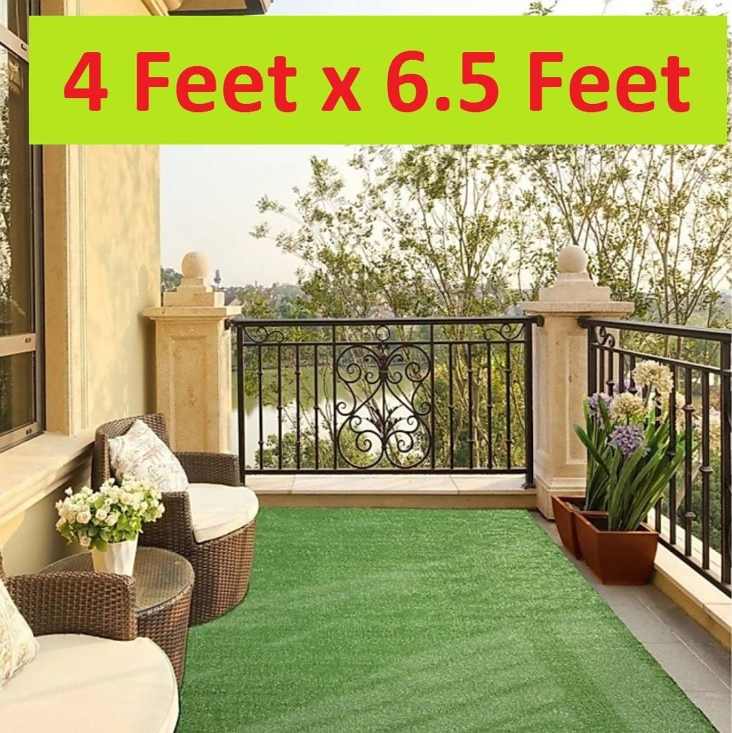 CHETANYA 4 ft X 6 ft Polypropylene Grass Carpet - Image 1