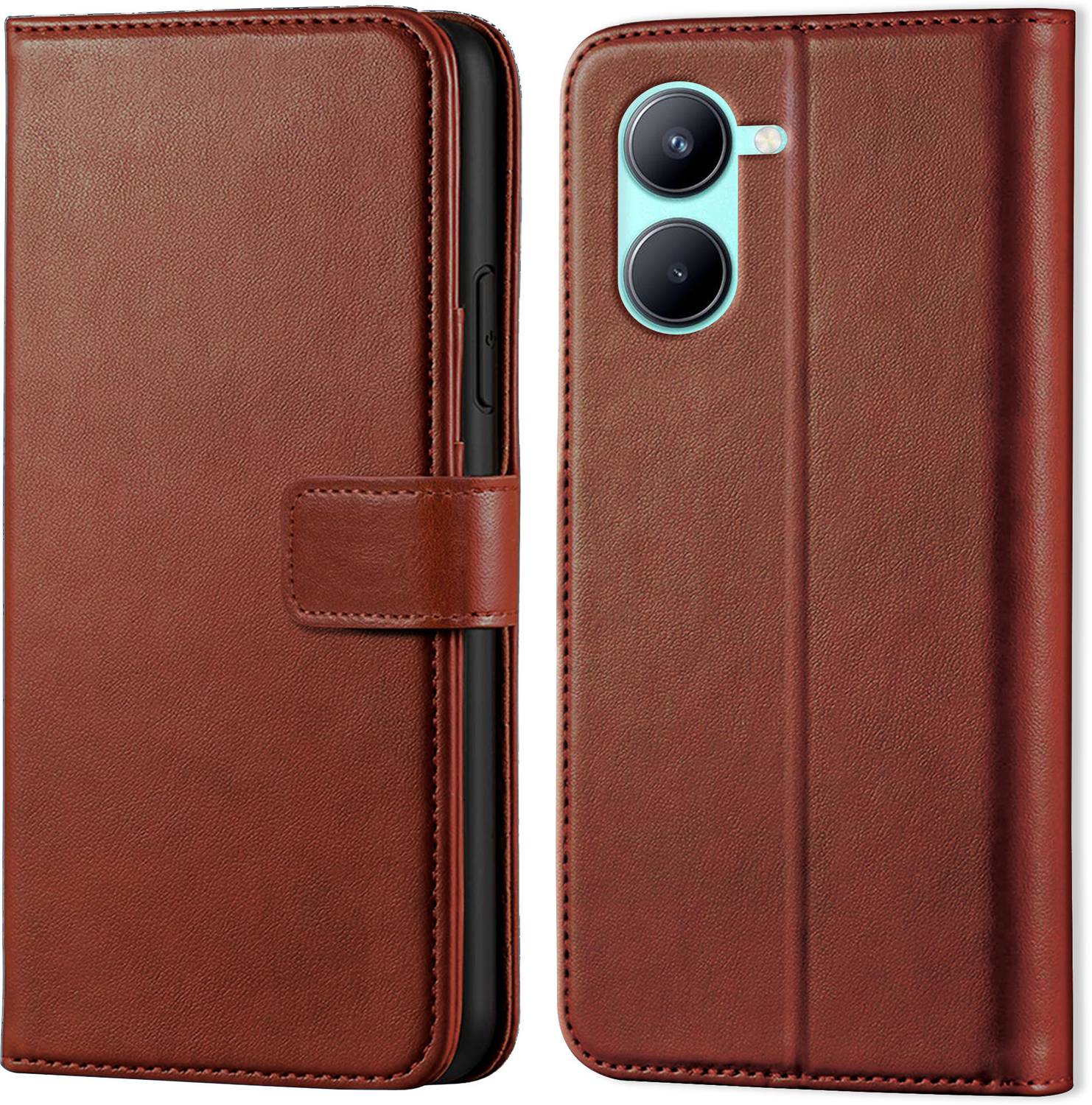 Ascensify Back Cover for Realme C33 Vintage Flip Wallet Back Case Cover [Artitifial Leather]