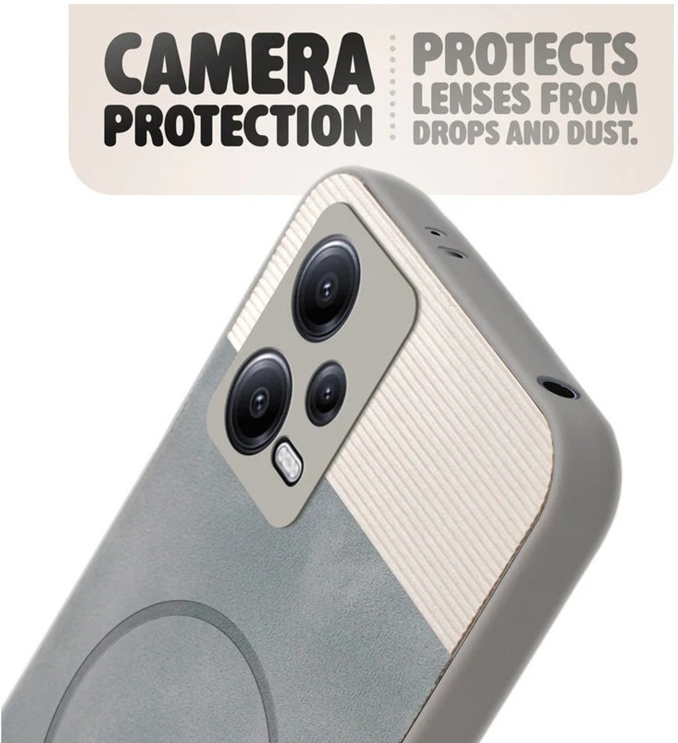 Image of BINTAGE Back Cover for MI Redmi Note 12Pro 5G | Dual-Leather Mac Safe Design Case | Soft Finish (Grey, Matte Finish, Plastic, Pack of: 1)