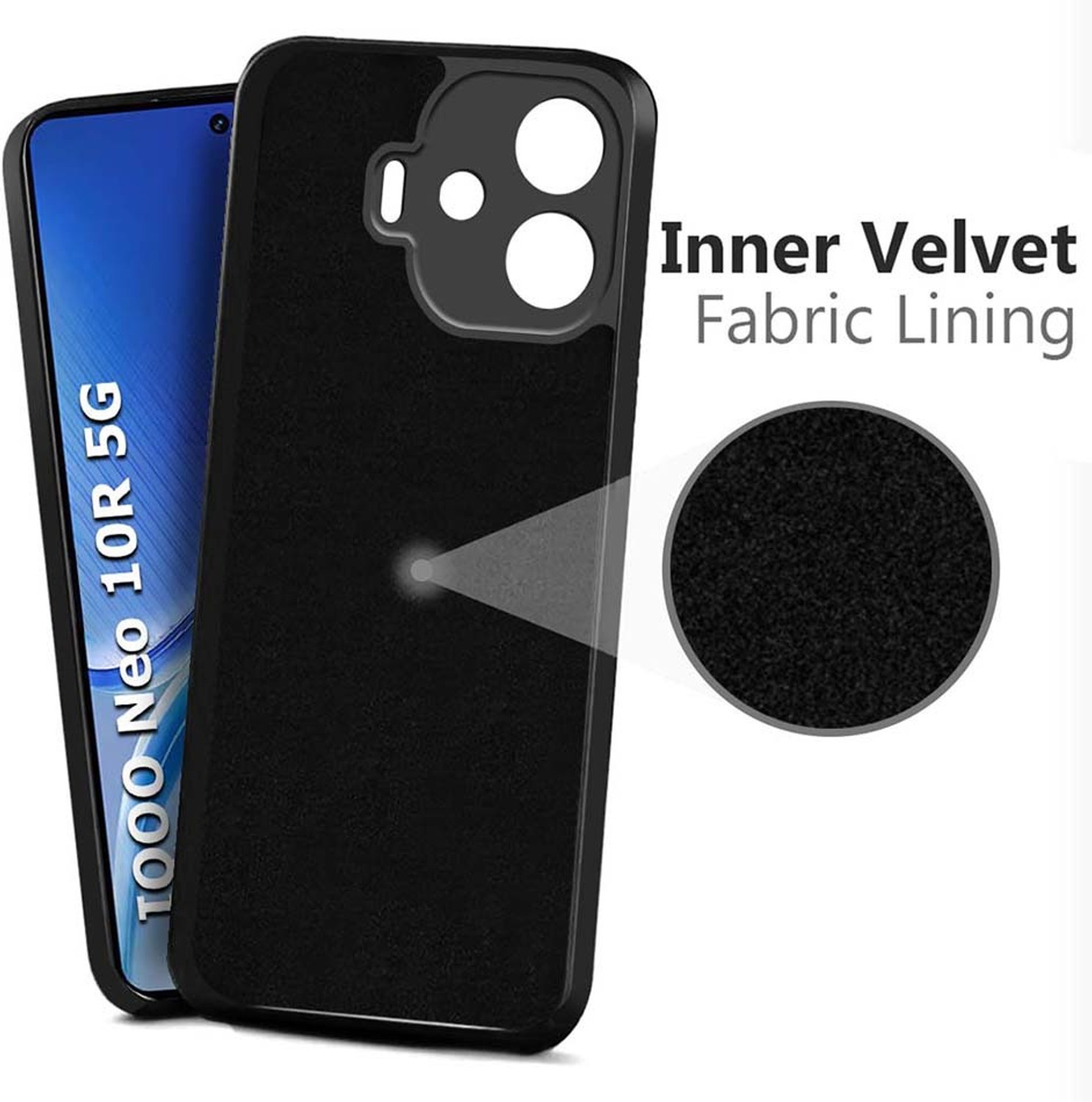 Image of Fashionury Back Cover for iQOO Neo 10R 5G (Black, Rubber)