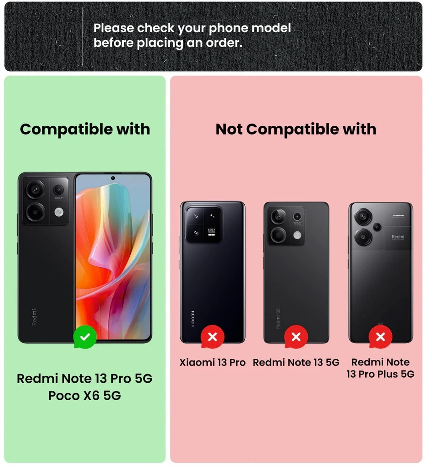 Image of BINTAGE Back Cover for Redmi Note 13 Pro 5G | Dual-Leather Mac Safe Design Case | Soft Finish