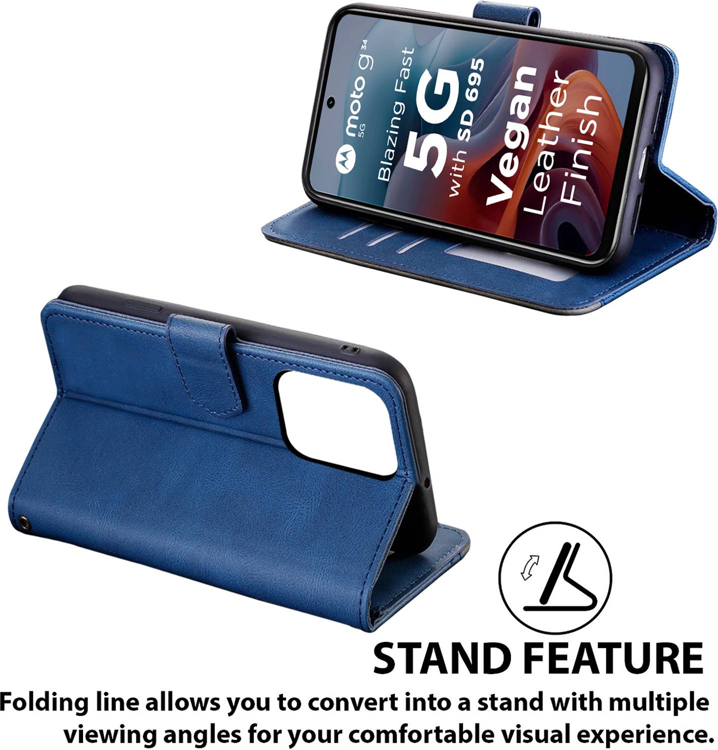 SEAHAI Case For Motorola Moto G34 5G / Moto G45 5G Leather PU