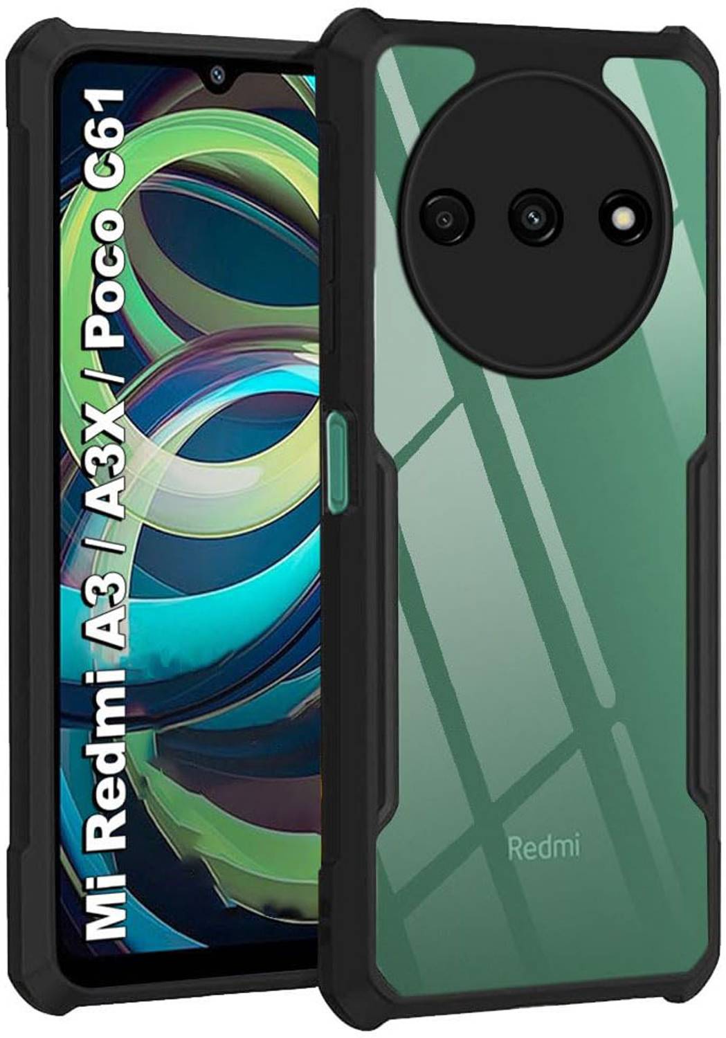 AMEYAA Back Cover for Redmi A3X 5G Crystal Clear Shockproof 360 Degree Camera Protection Polycarbonate