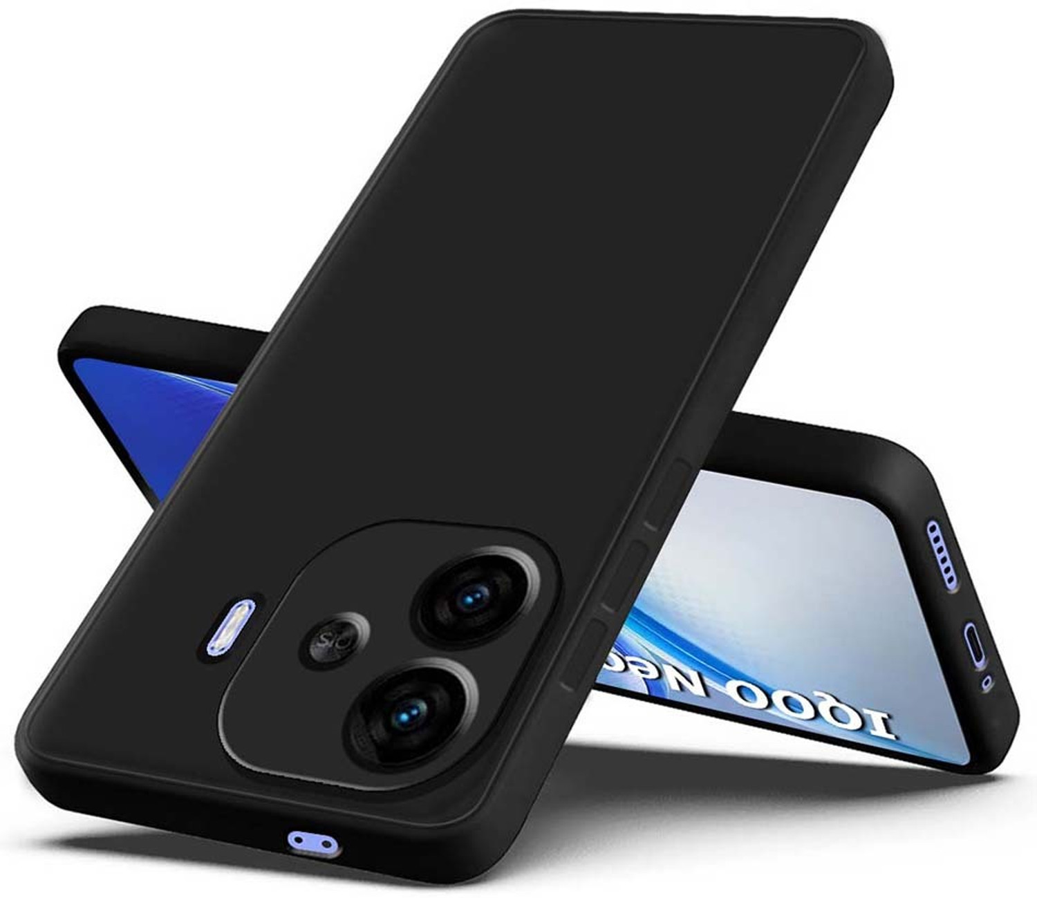 Image of Fashionury Back Cover for iQOO Neo 10R 5G (Black, Rubber)