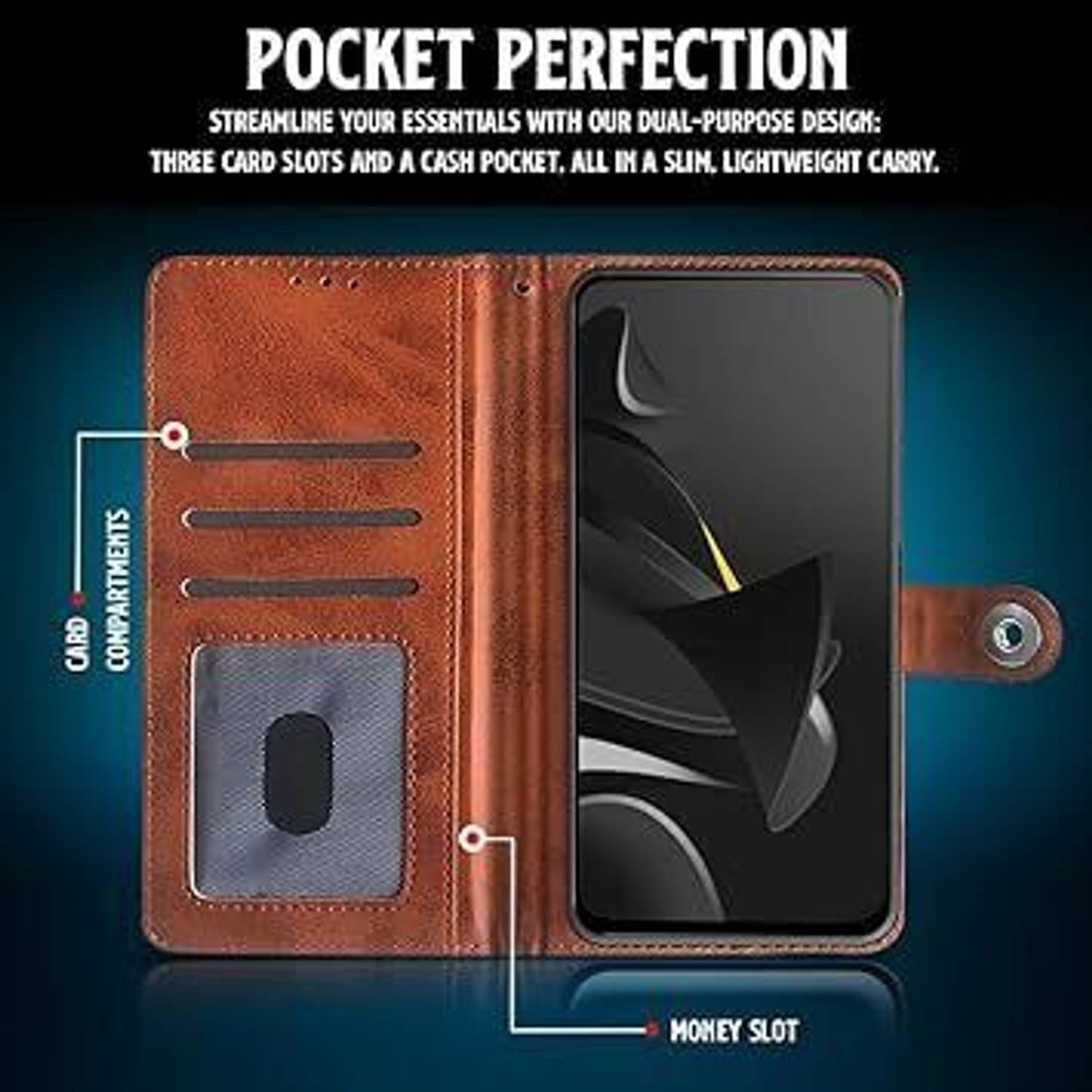 Chaseit Flip Cover for Redmi 13 5G Brown - Image 3