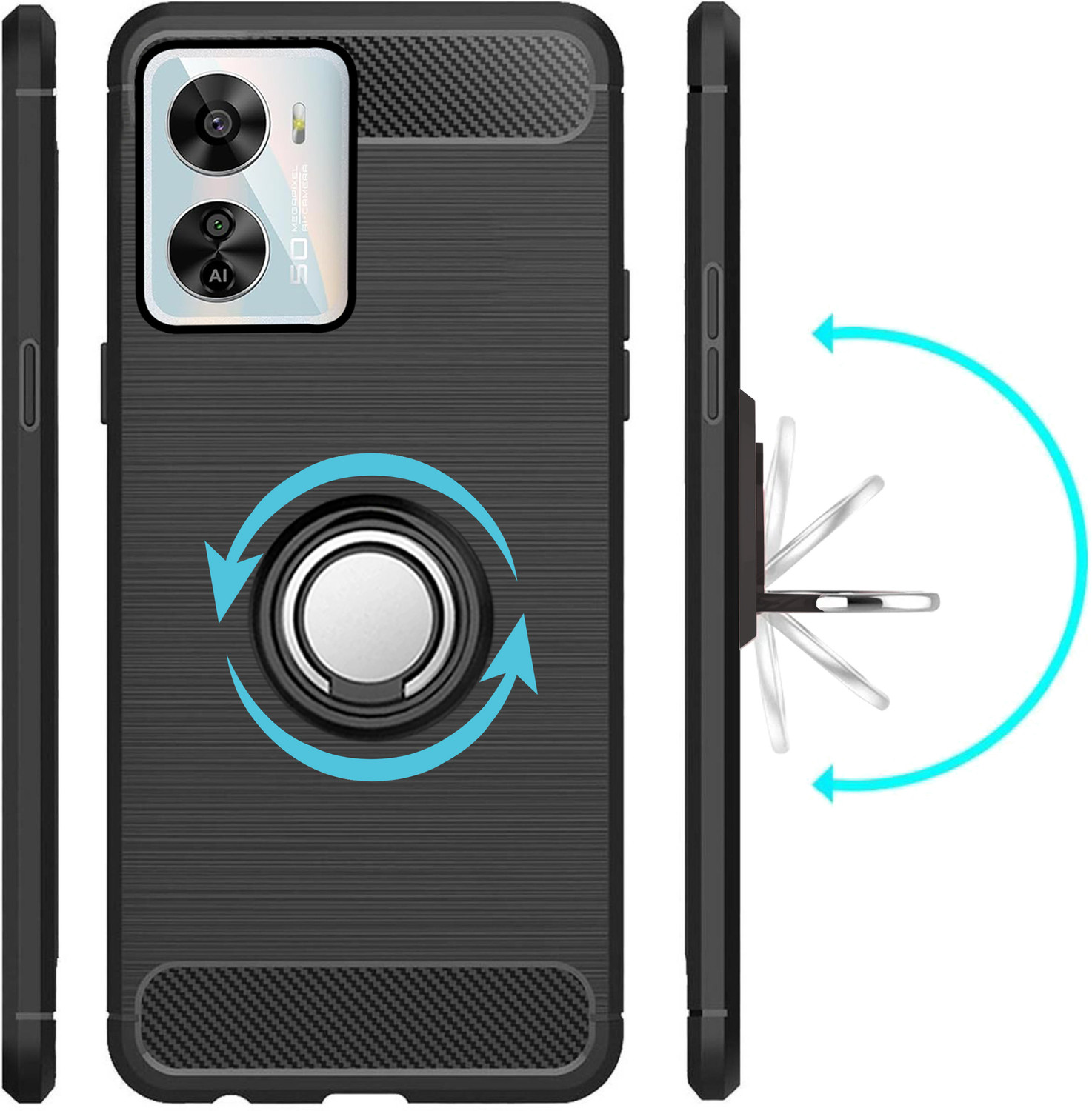 Image of Unistuff Back Cover for Lava Blaze Pro 5G (Black, Rugged Armor, Rubber, Pack of: 1)