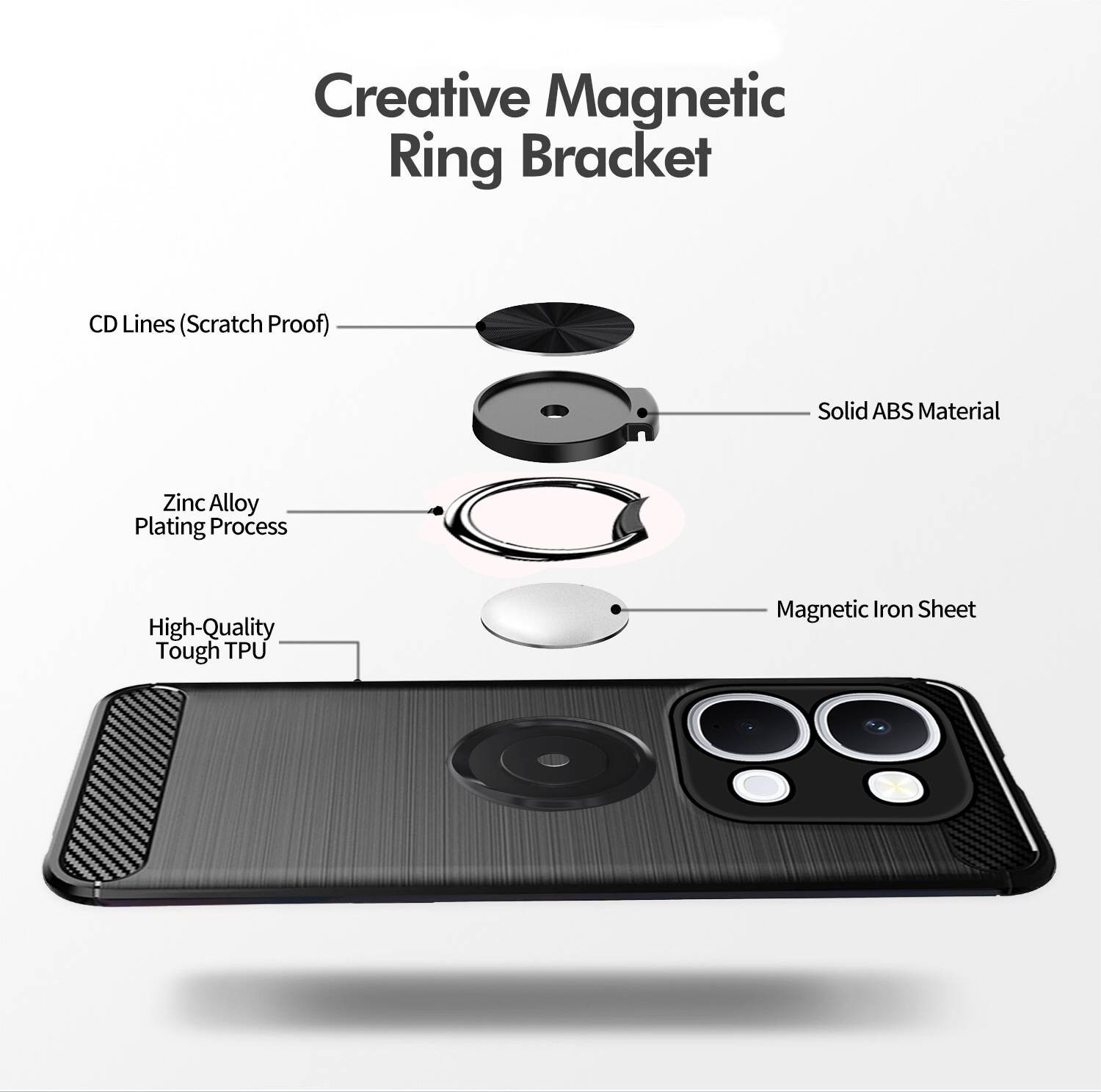Unistuff Vivo T5X 5G Rubber Back Cover Black - Image 3
