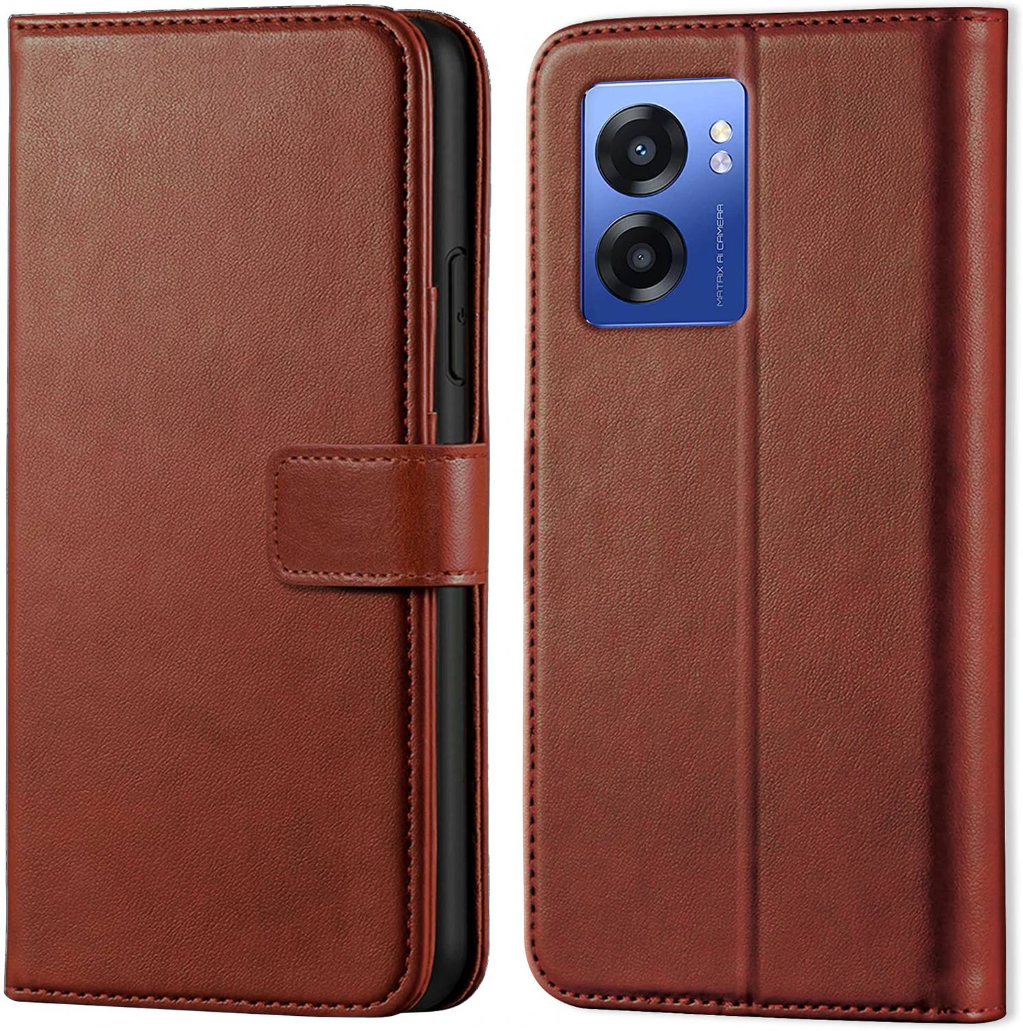Ascensify Back Cover for Realme Narzo 50 5G Vintage Flip Wallet Back Case Cover [Artitifial Leather]