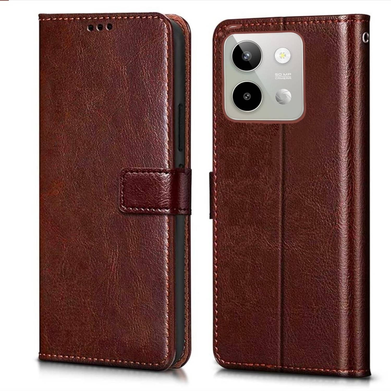 BINTAGE Flip Cover for LAVA Storm Lite 5G | Vegan Leather Finish | Magnetic | Kickstand Wallet Case