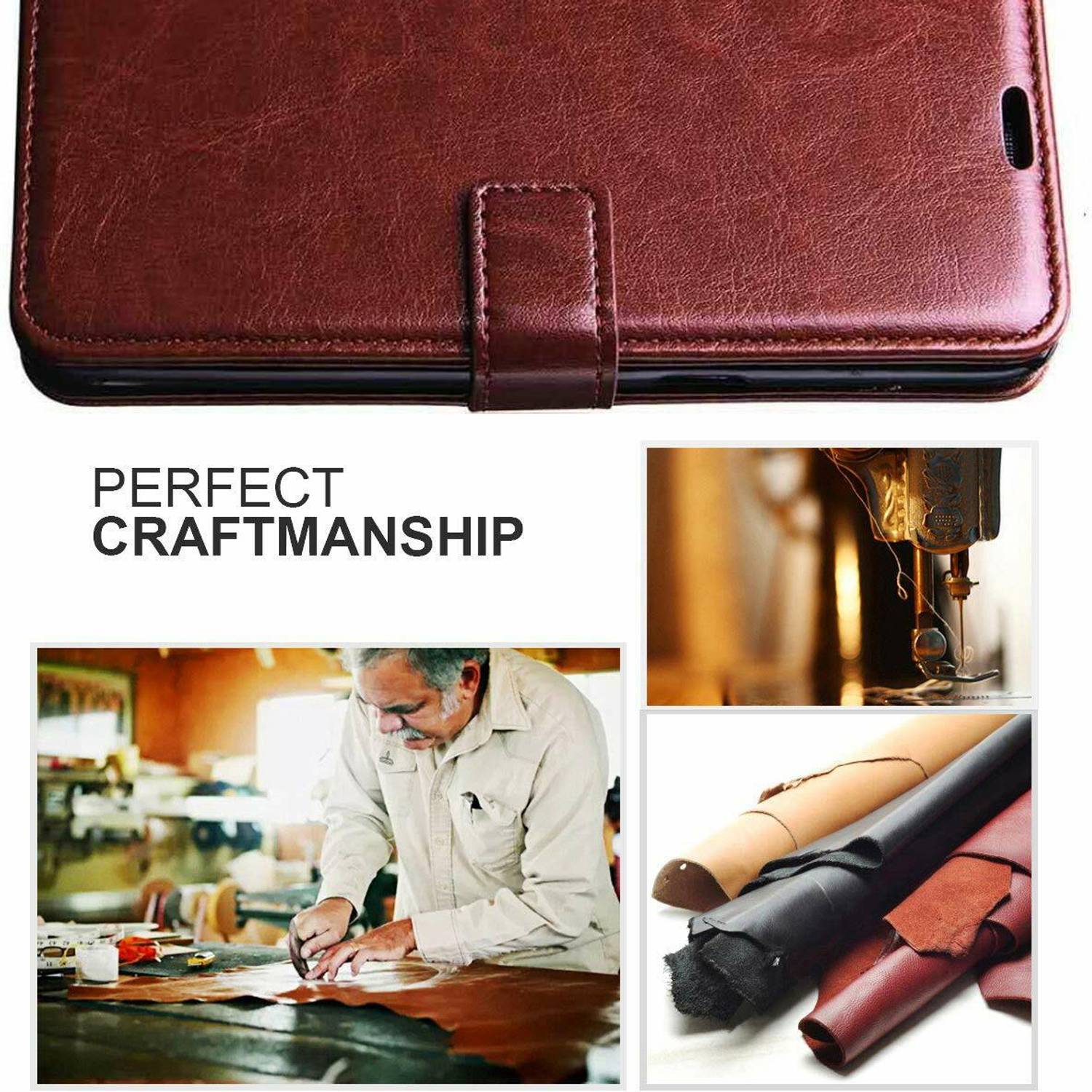 Juberous Flip Cover for Samsung Galaxy C7 Pro Brown - Image 5