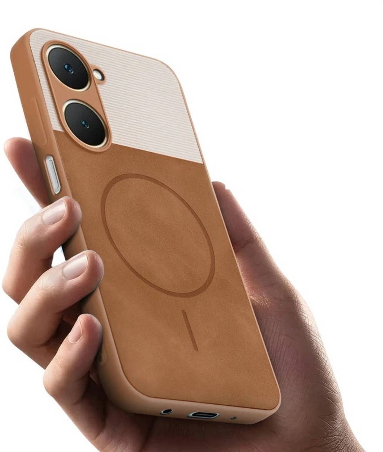 Binatge Back Cover for IQOO I2306 / Z9 Lite 5G | Dual-Leather MagSafe Design Case | Soft Touch Finish