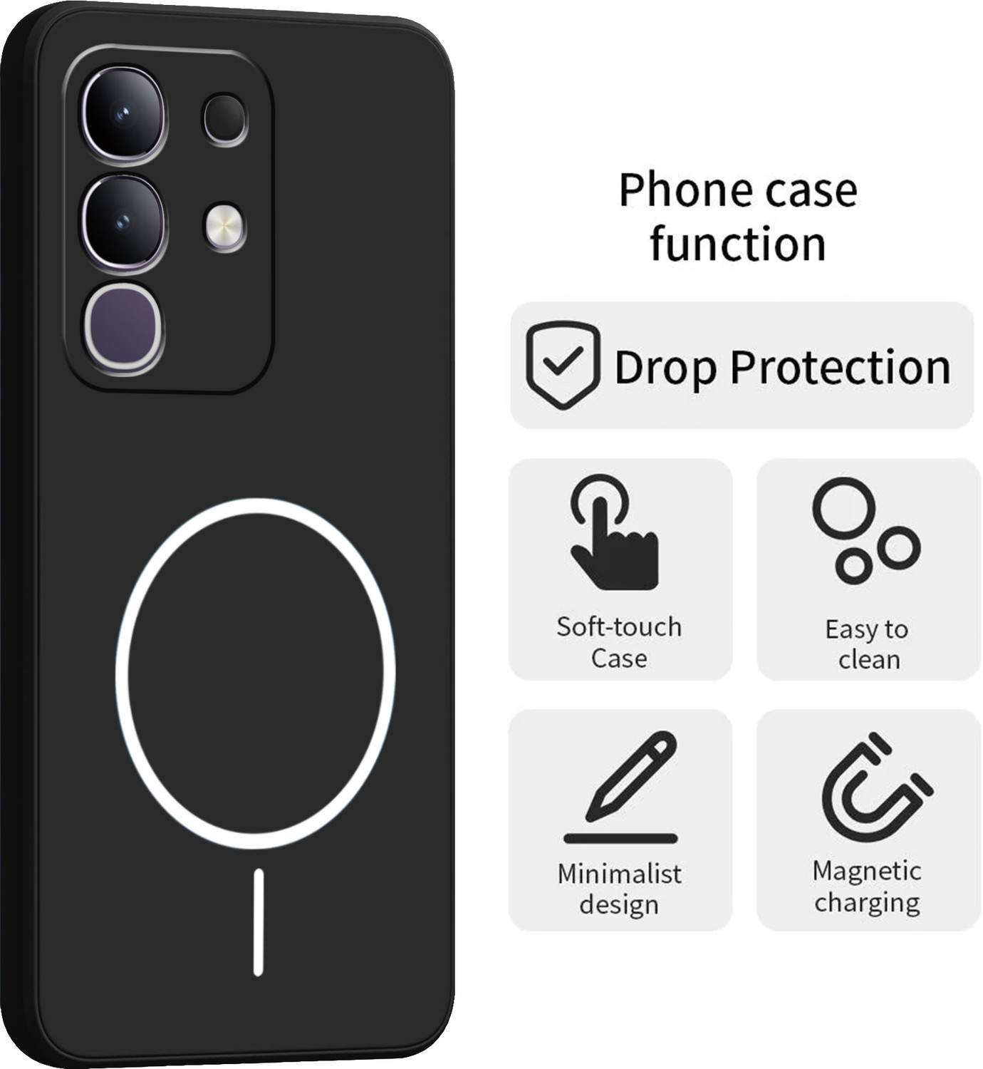 Image of Forgive Back Cover for vivo T4x 5G (Black, Flexible, Silicon, Pack of: 1)