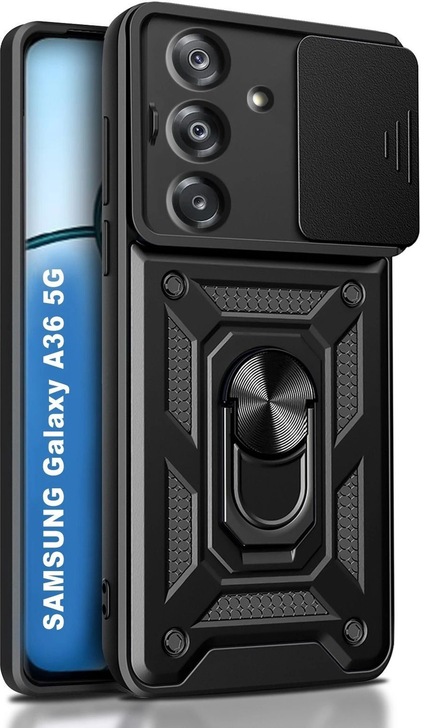 Image of Flipkart SmartBuy Back Cover for SAMSUNG A36 5G (Black, Rugged Armor, Polycarbonate, Pack of: 1)