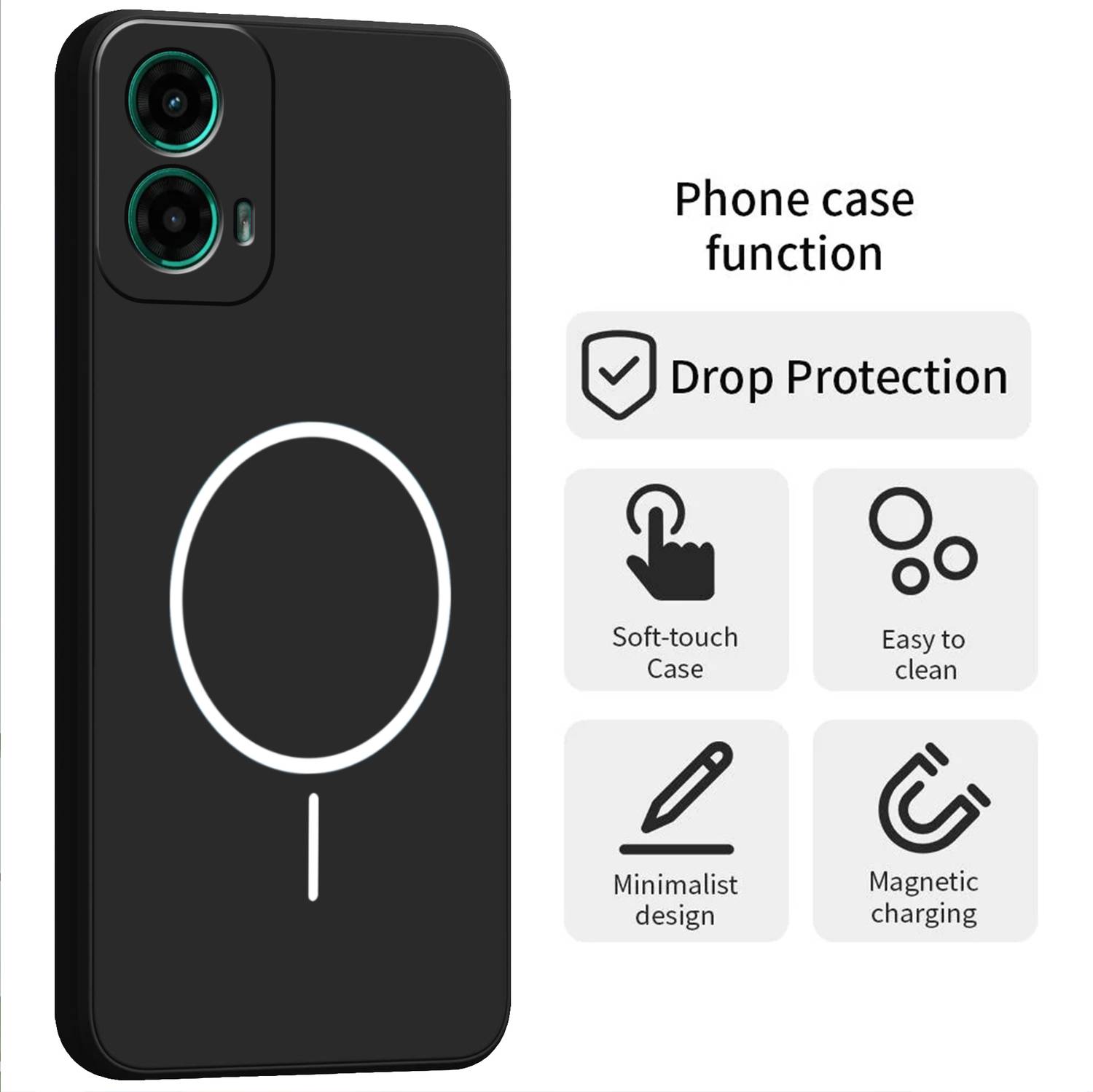 Forego Back Cover for Motorola g45 5G Black - Image 3