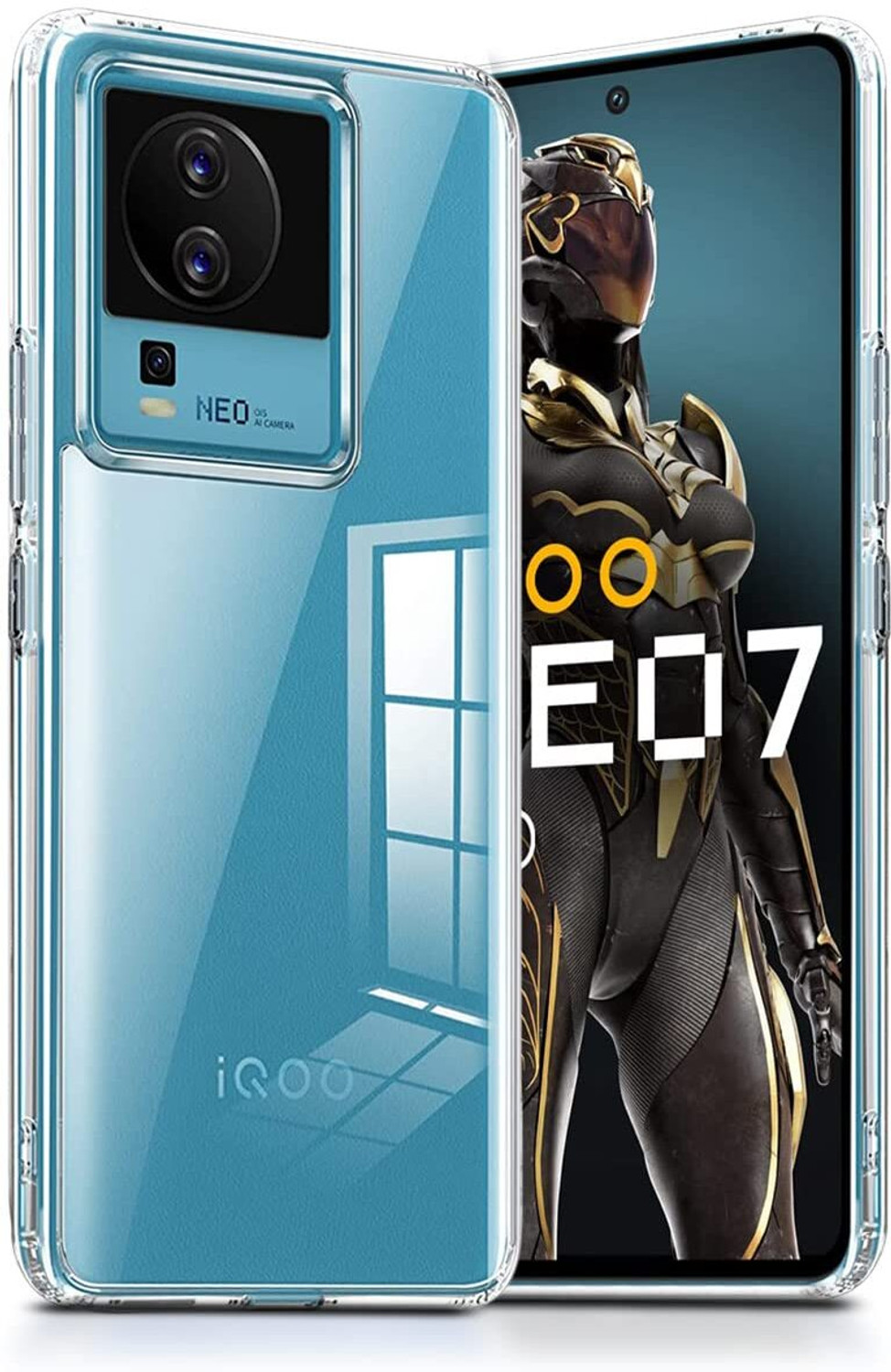 Image of BINTAGE Back Cover for IQOO Neo 7 Pro | Soft Micro fiber | Anti-Yellow | Durable Back Case (Transparent, Camera Bump Protector, Rubber, Pack of: 1)