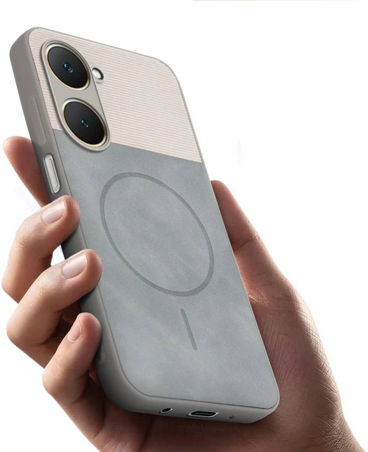 Binatge Back Cover for IQOO I2306 / Z9 Lite 5G | Dual-Leather MagSafe Design Case | Soft Touch Finish