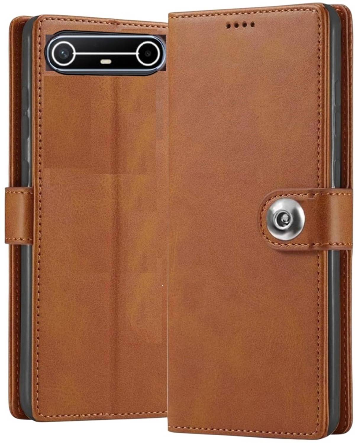 BINTAGE Flip Cover for Tecno Pova Slim 5G | Vegan Leather Finish | Magnetic