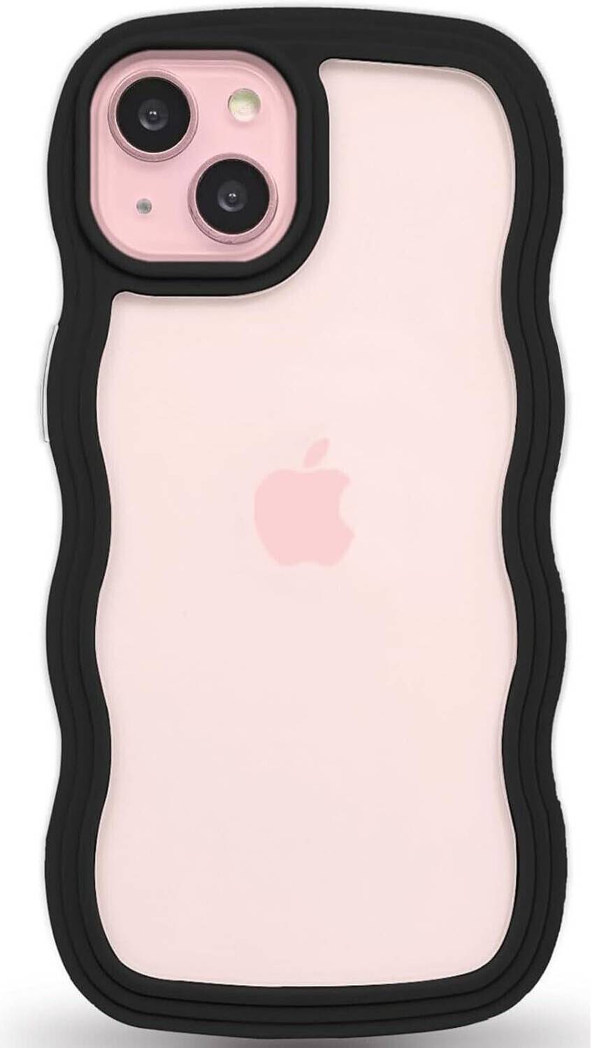 AMEYAA Back Cover for Apple iPhone 15 Adorable Curly Wave Frame Clear Case