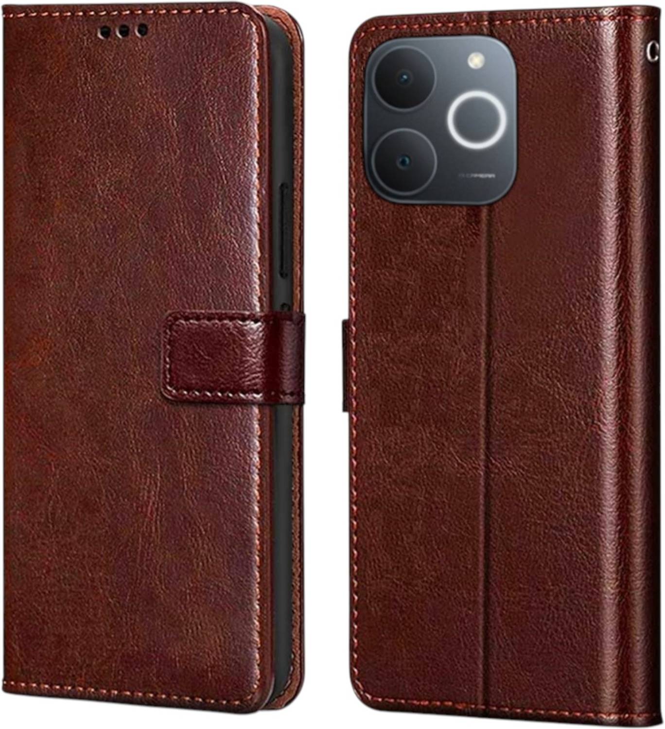 BINTAGE Flip Cover for Realme NARZO 80Lite 4G | Vegan Leather Finish | Magnetic | stand Wallet Case