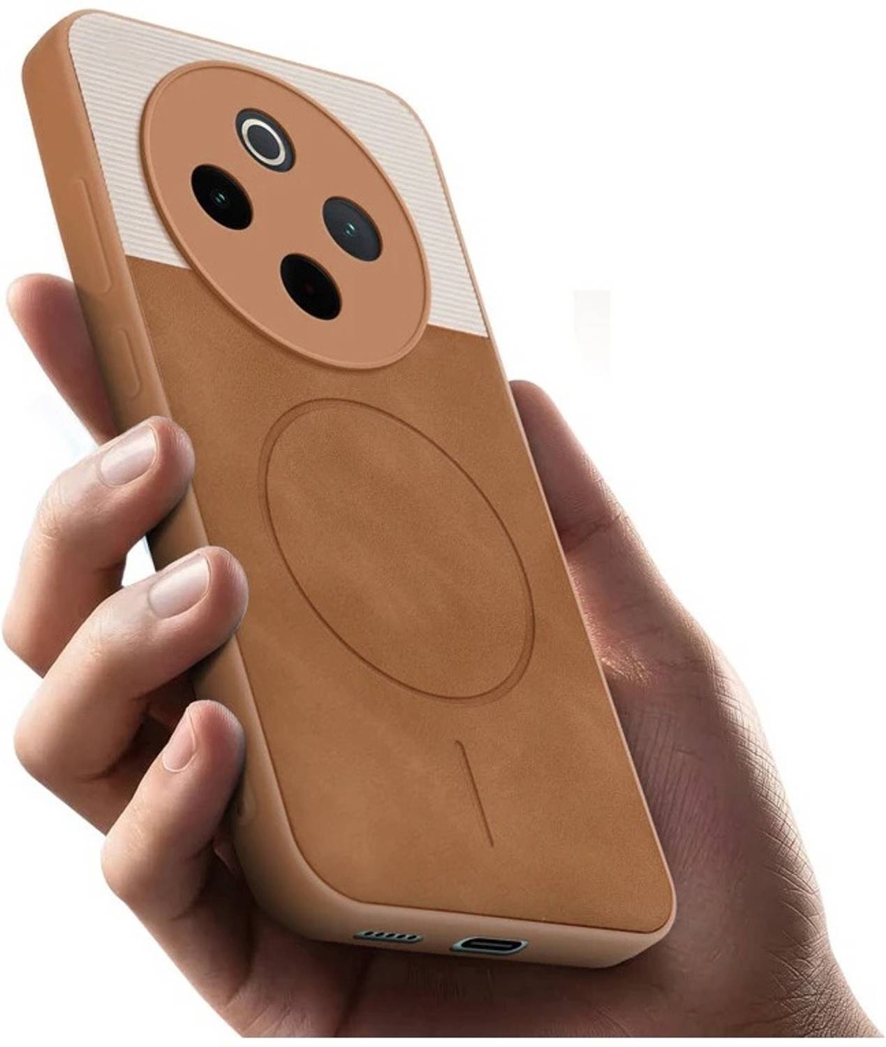 Binatge Back Cover for Vivo T4 5G / iQOO Z10 5G | MagSafe Design Hard Case |Soft Border Dual PU Leather