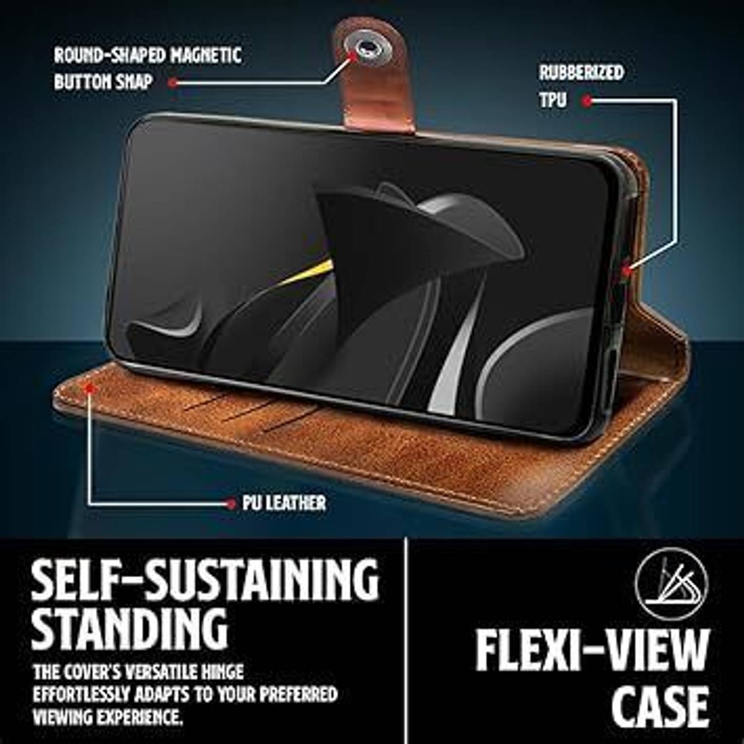 Chaseit Flip Cover for Redmi 13 5G Brown - Image 5