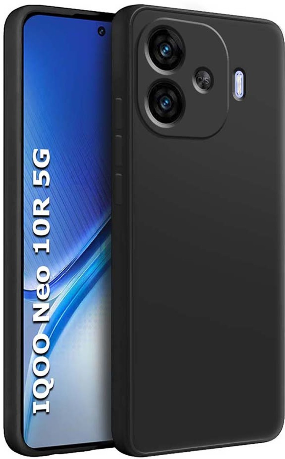 Image of Fashionury Back Cover for iQOO Neo 10R 5G (Black, Rubber)