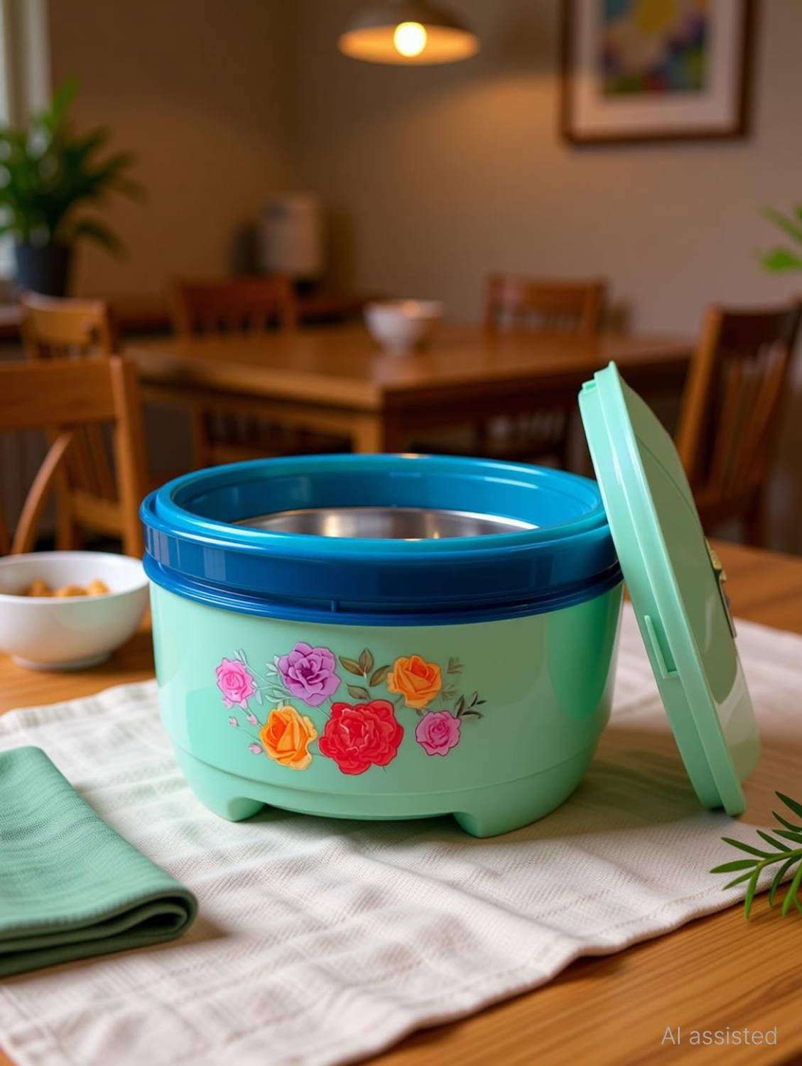 BLAL Delta Big 3000 Plastic Inner Stainless Steel Casserole, 2 Litres,Green Thermoware Casserole