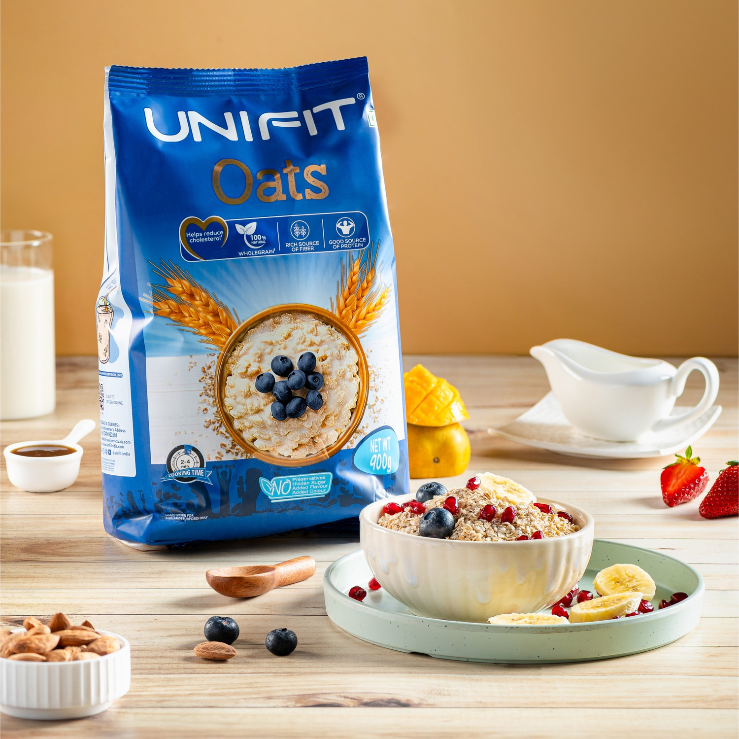 Image of Unifit 100% Wholegrain High Protein & Fibre Diet Food & Reducing Cholesterol 900g x 2 Pouch